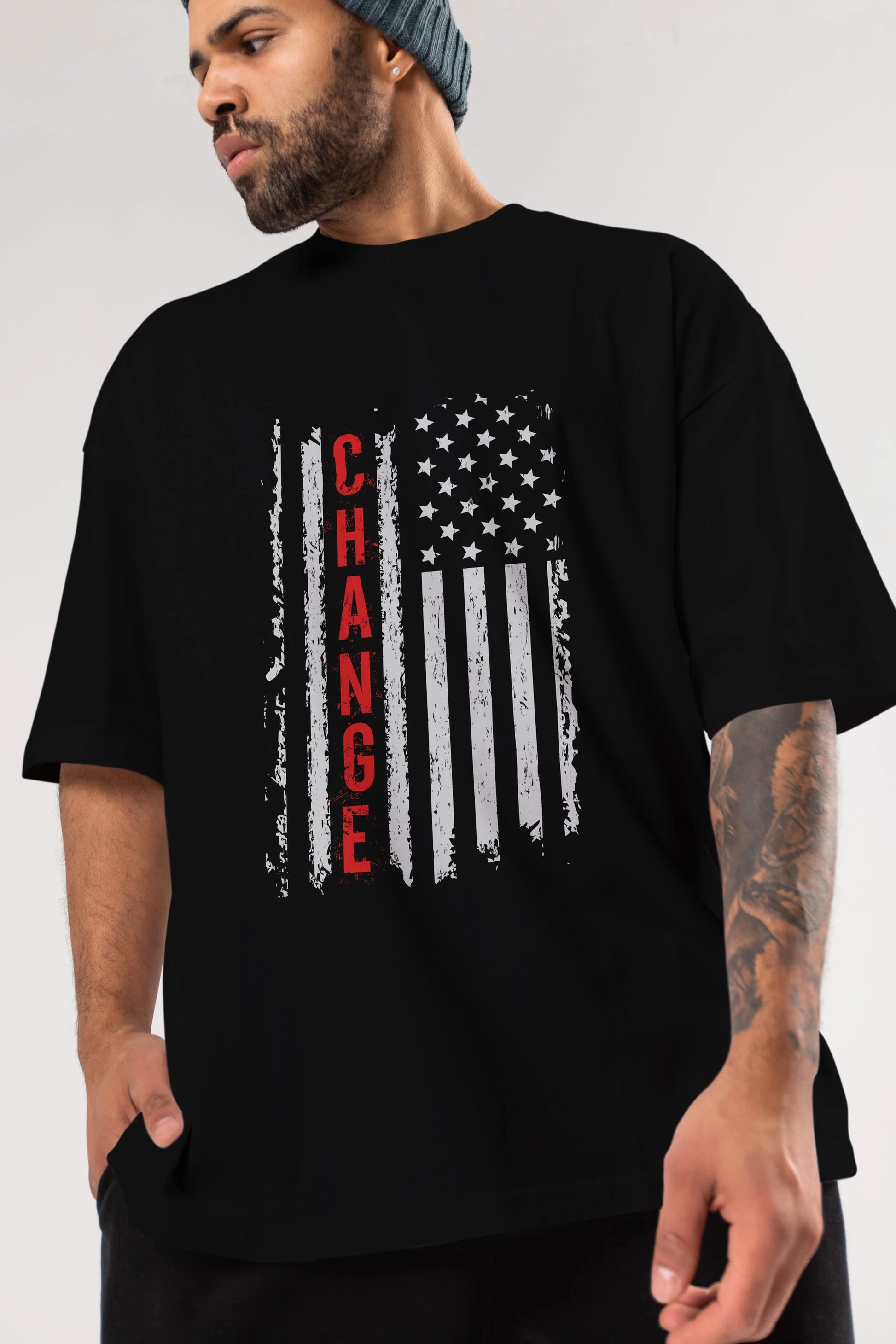 Change Ön Baskılı Oversize t-shirt Erkek Kadın Unisex