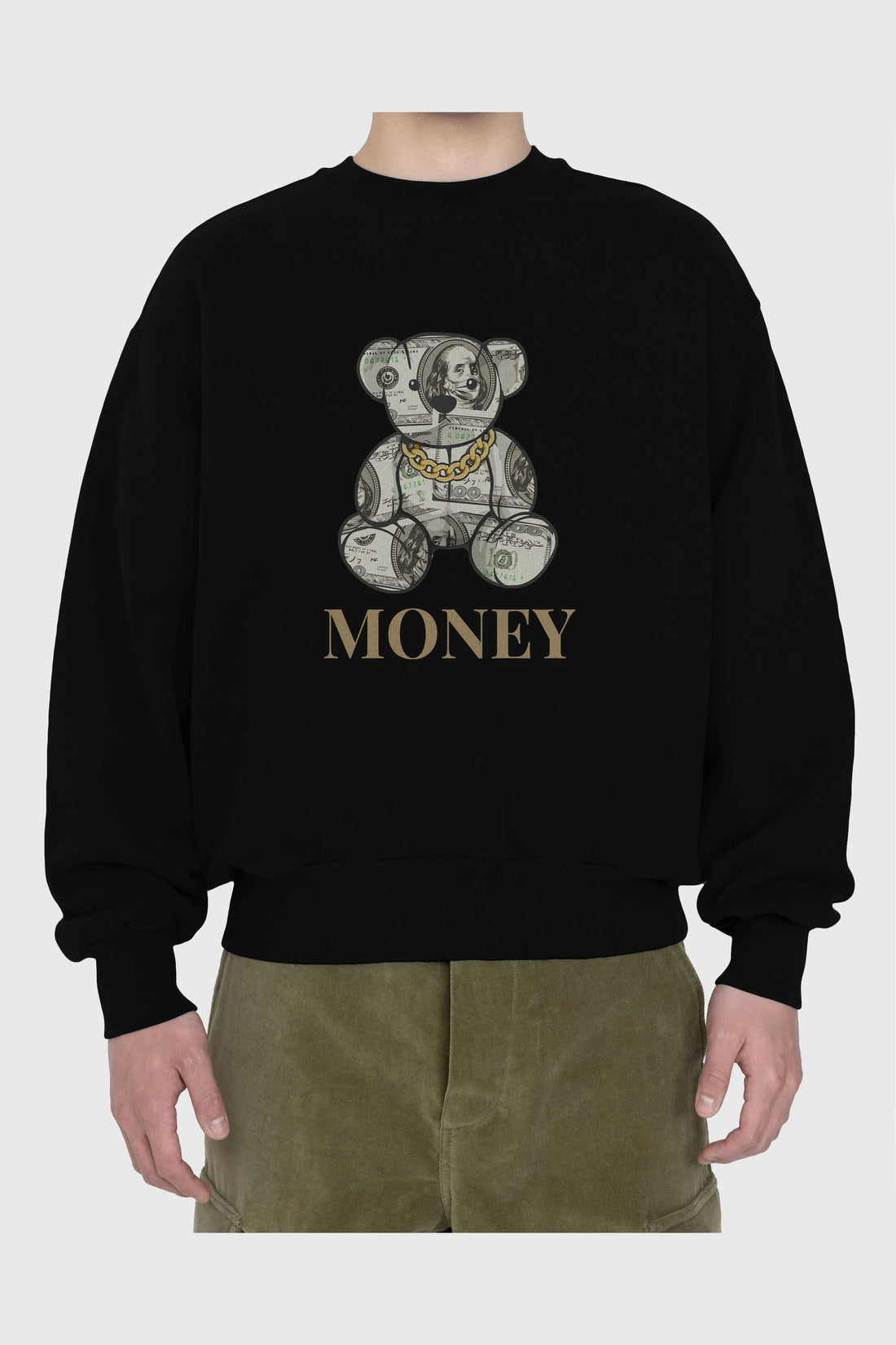 Teddy Bear Money Ön Baskılı Oversize Sweatshirt Erkek Kadın Unisex