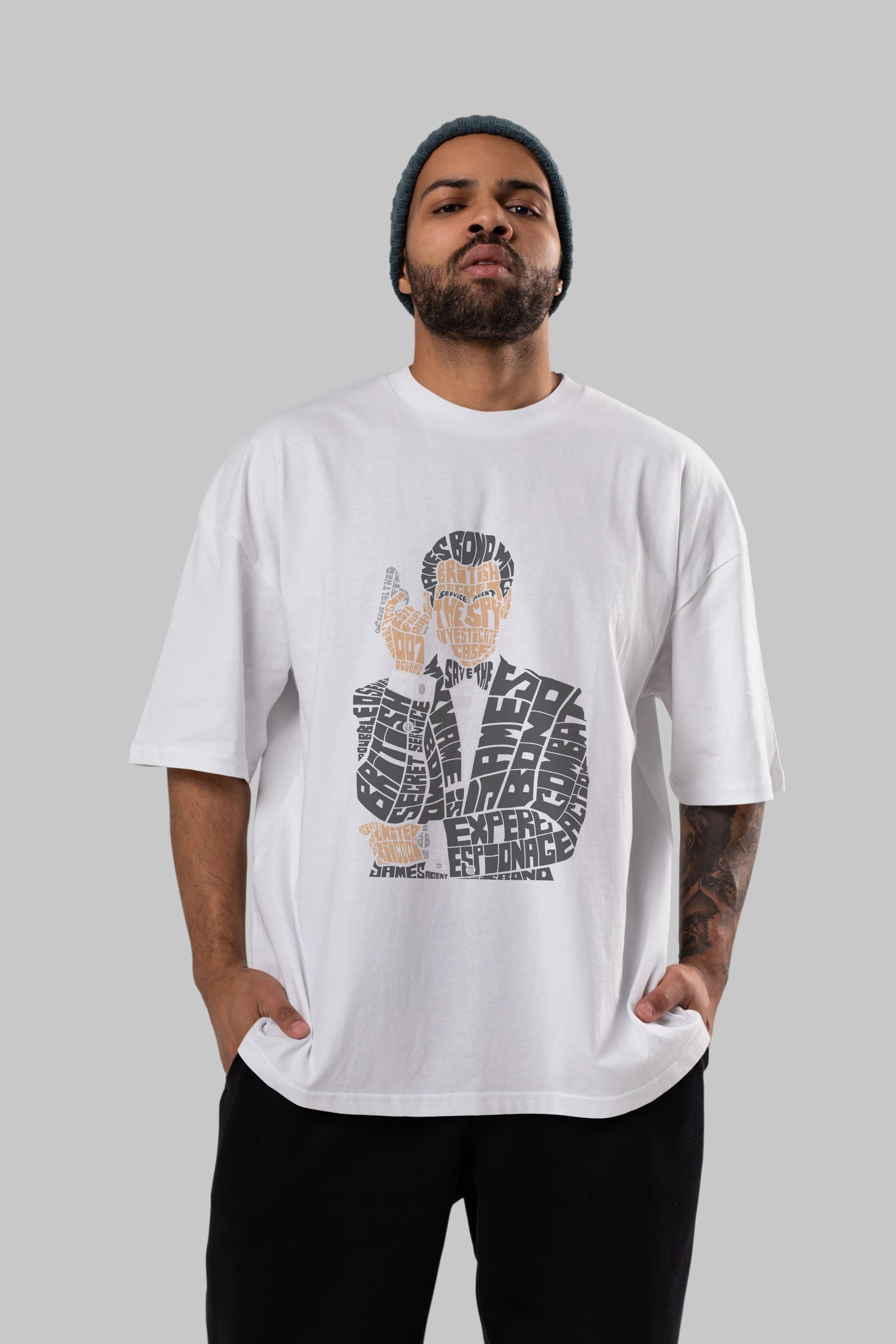 James Bond Ön Baskılı Oversize t-shirt %100 pamuk Erkek Kadın Unisex