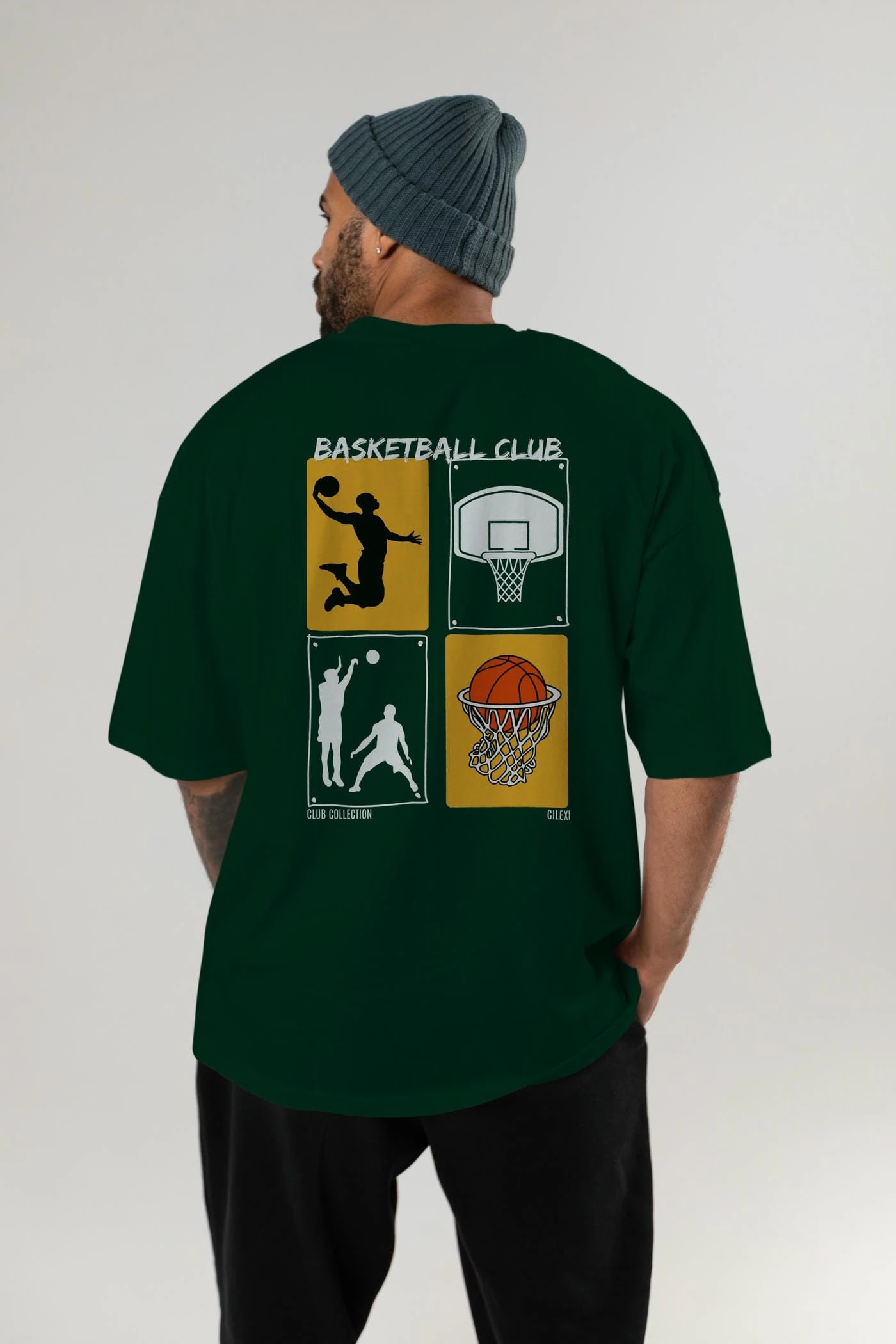 Basketball Club Arka Baskılı Oversize t-shirt Erkek Kadın %100 Pamuk Bisiklet Yaka tişort