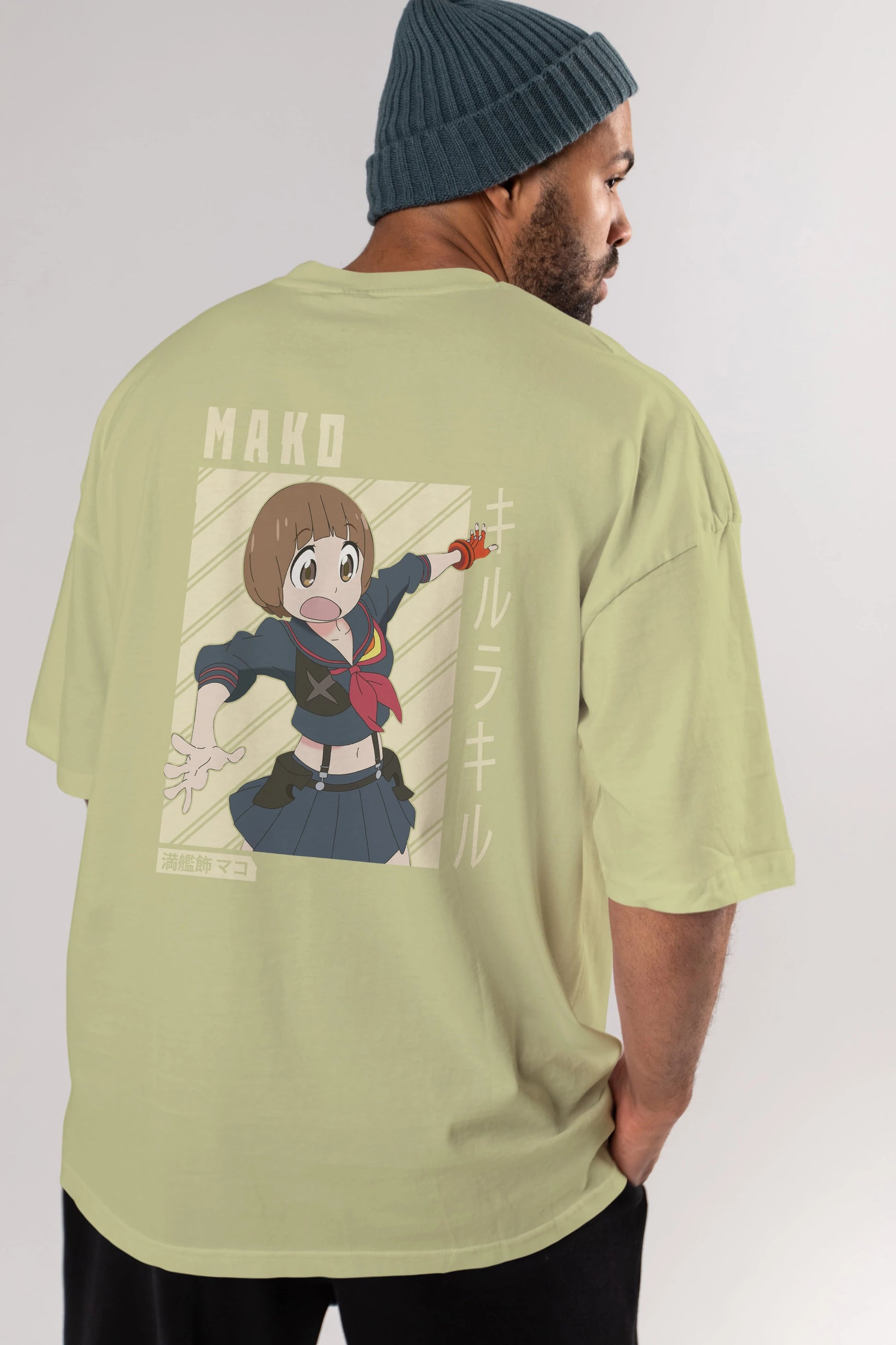 Mako Mankanshoku 1 Anime Arka Baskılı Oversize t-shirt Erkek Kadın Unisex