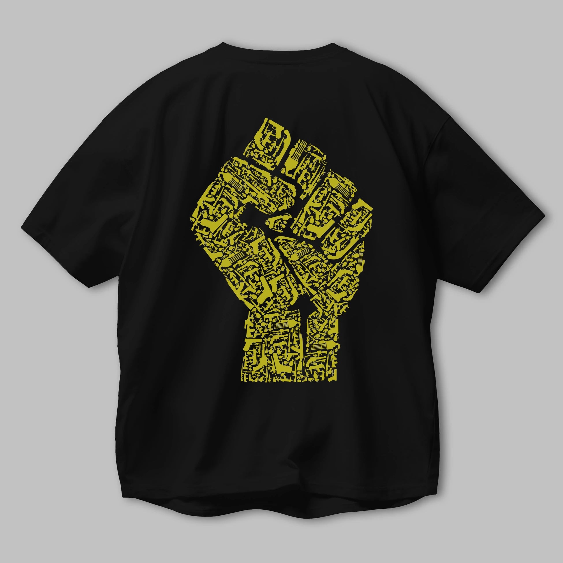 Hand Of Revolution Arka Baskılı Oversize t-shirt %100 pamuk Erkek Kadın Unisex
