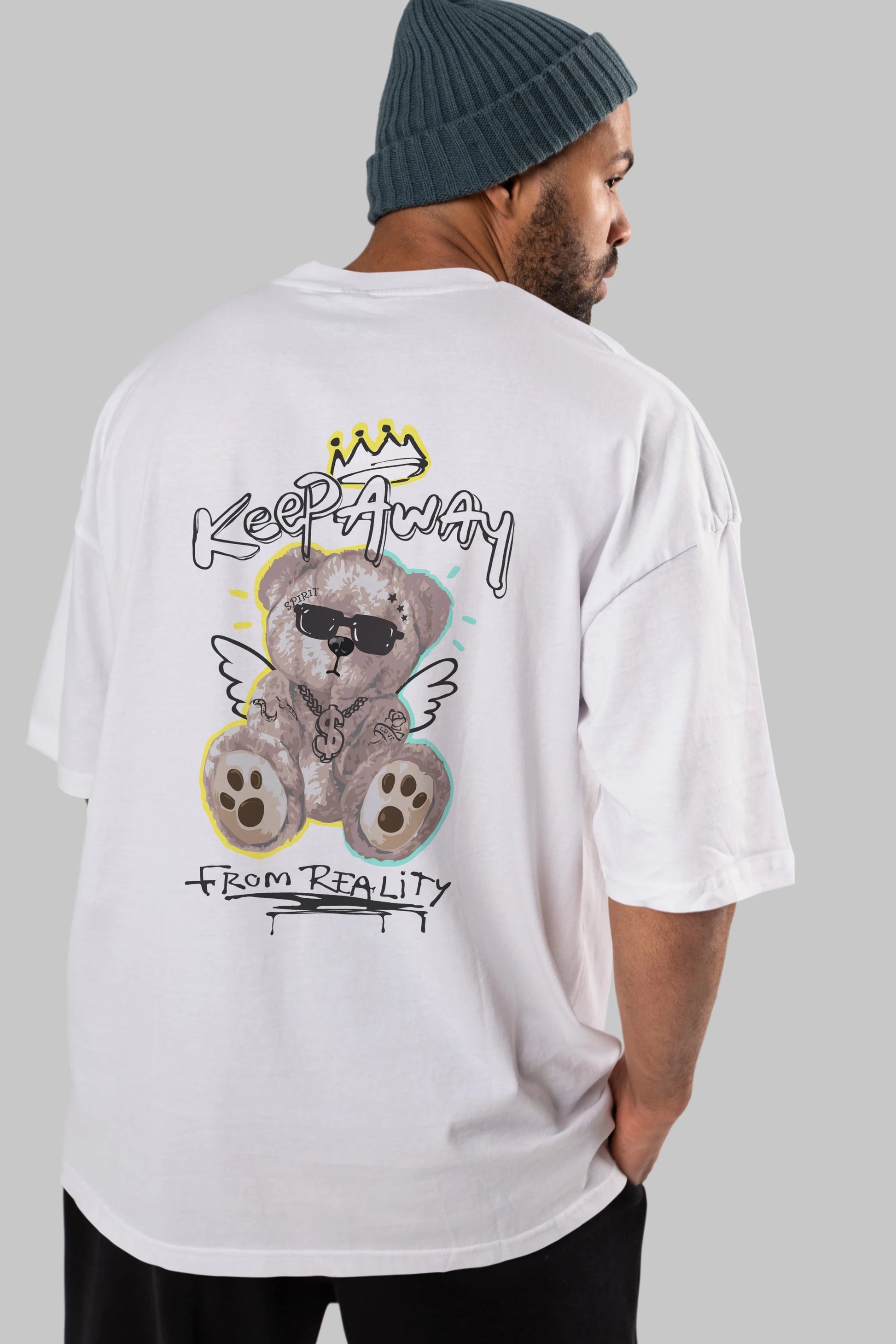 Keep Away Bear 2 Arka Baskılı Oversize t-shirt Erkek Kadın Unisex
