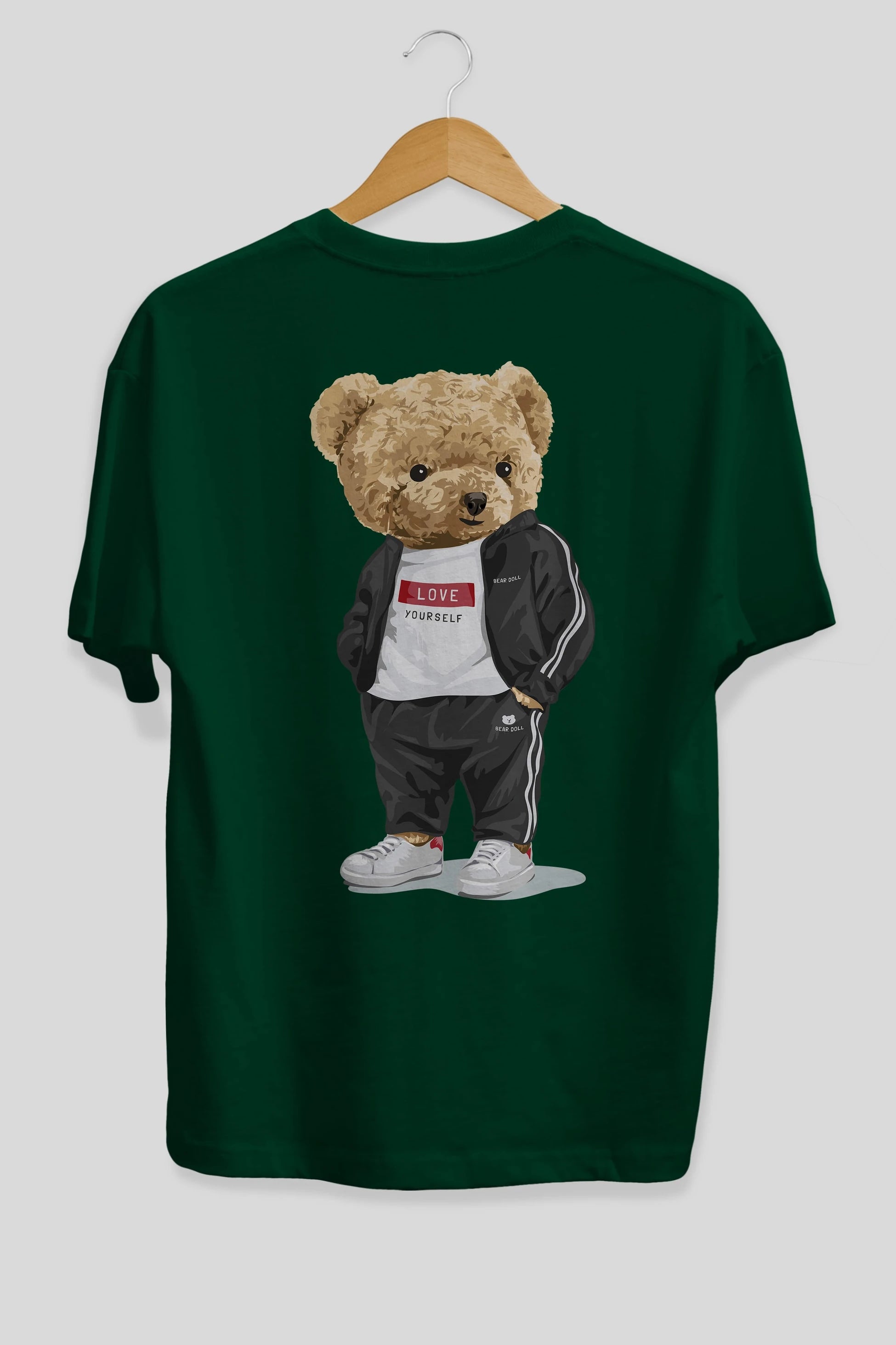 Teddy Bear Love Yourself Arka Baskılı Oversize t-shirt Erkek Kadın Unisex %100 Pamuk