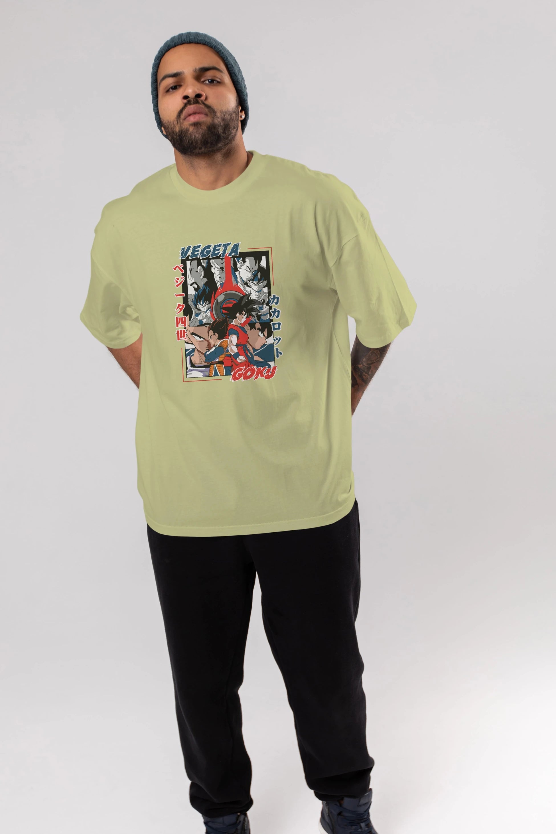 VEGETA VS GOKU Anime Ön Baskılı Oversize t-shirt %100 pamuk Erkek Kadın Unisex