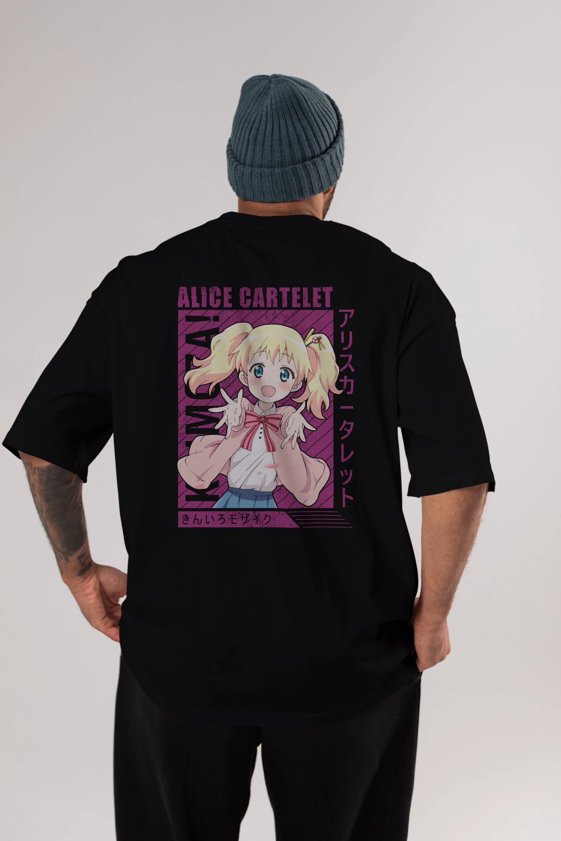 Alice Cartelet 12 Anime Arka Baskılı Oversize t-shirt Erkek Kadın Unisex