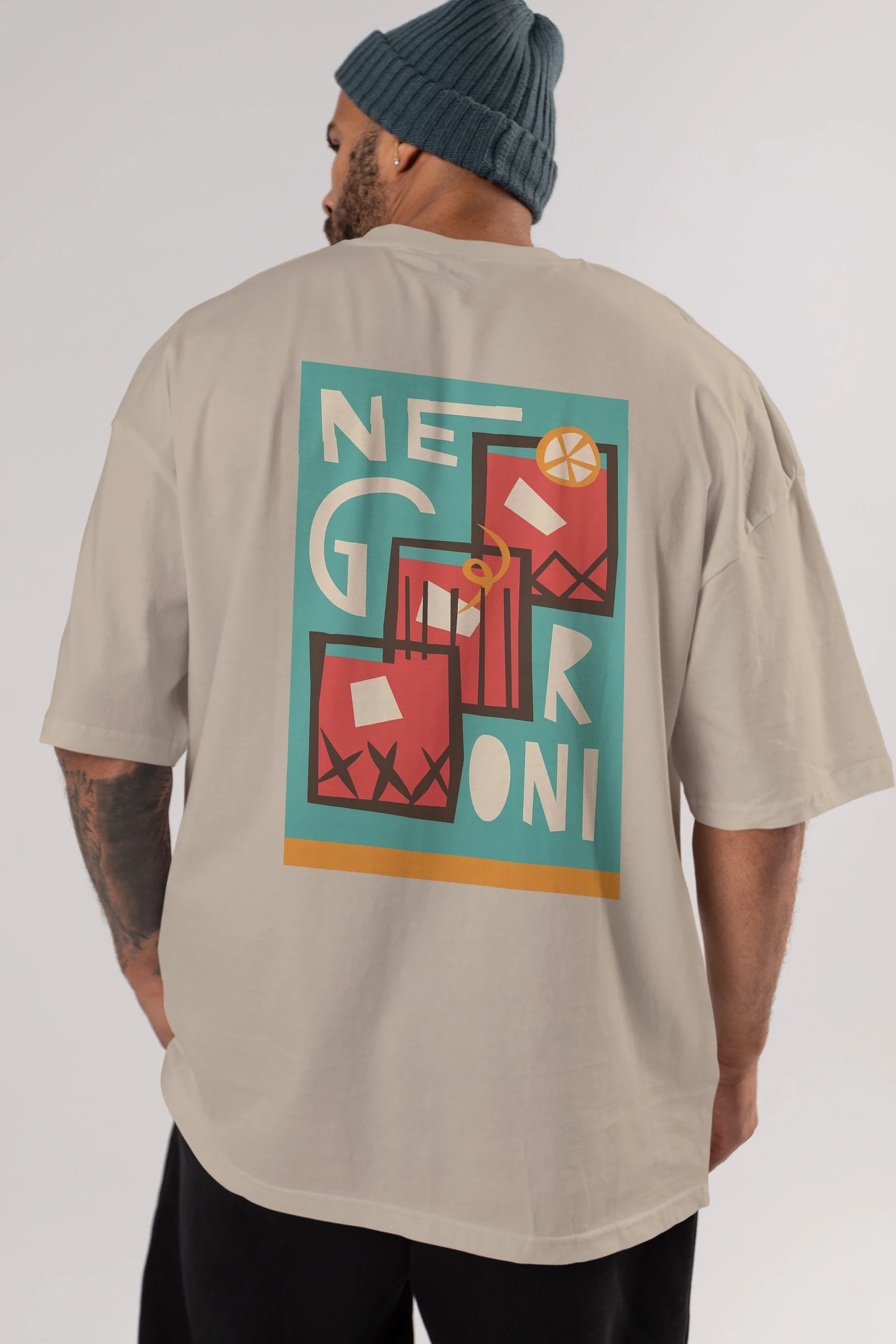 Negroni 3 Arka Baskılı Oversize t-shirt Erkek Kadın Unisex %100 Pamuk Bisiklet Yaka tişort