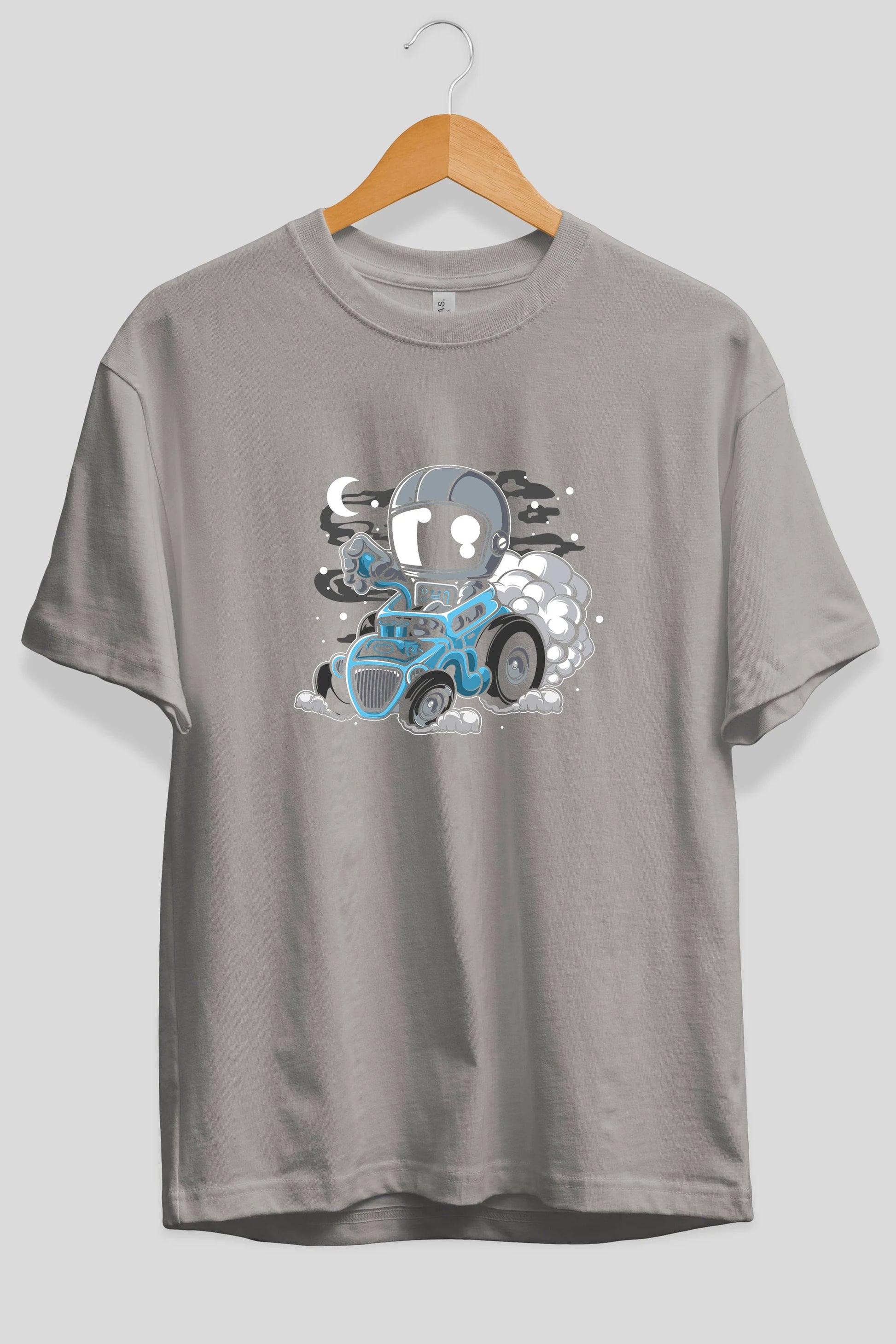 Astronaut Hotrod Ön Baskılı Oversize t-shirt Erkek Kadın Unisex