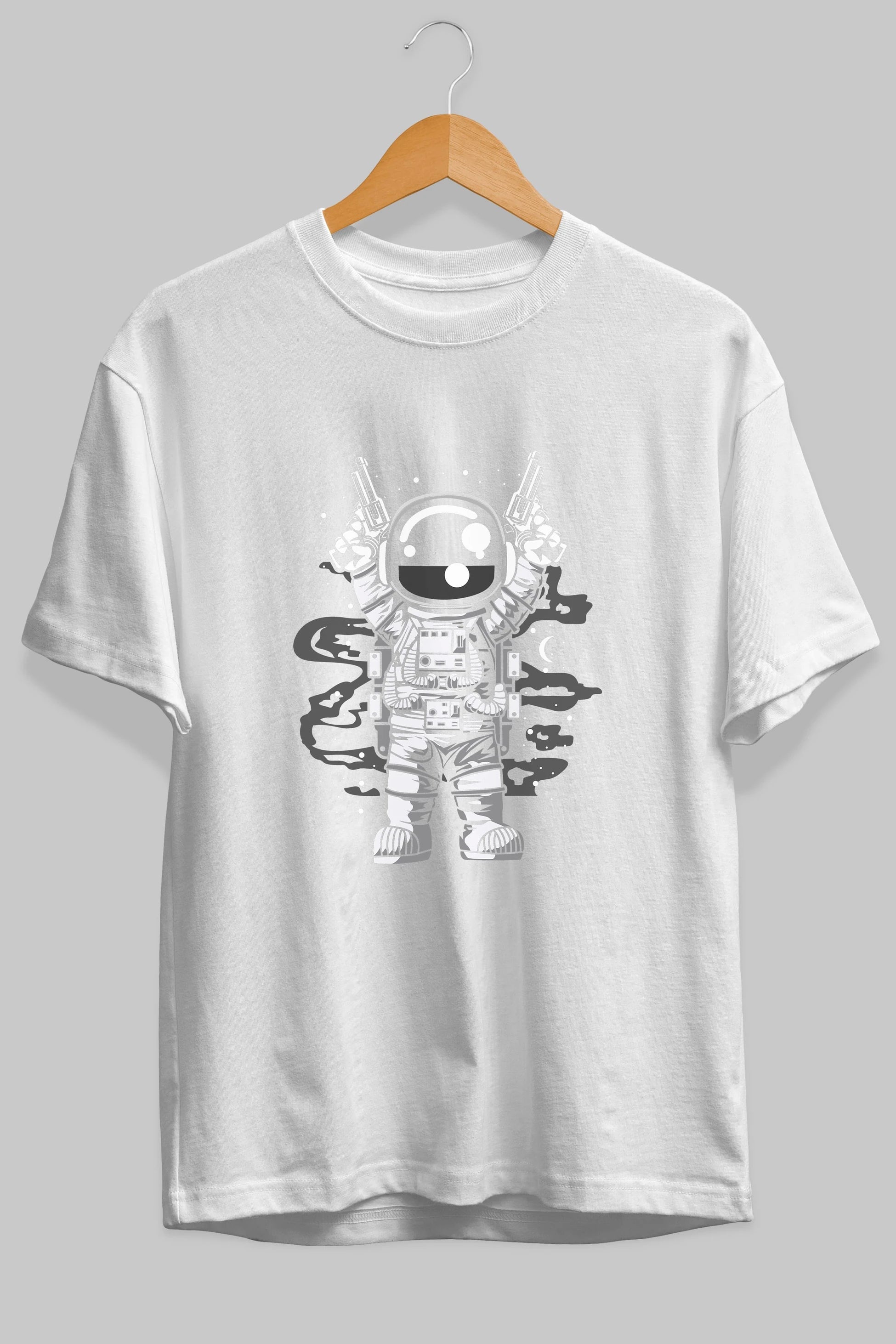 Astronaut Gun Ön Baskılı Oversize t-shirt Erkek Kadın Unisex