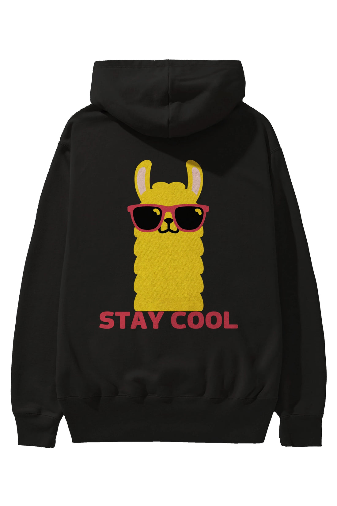Stay Cool Yazılı Lama Arka Baskılı Oversize Hoodie Kapüşonlu Sweatshirt Erkek Kadın Unisex