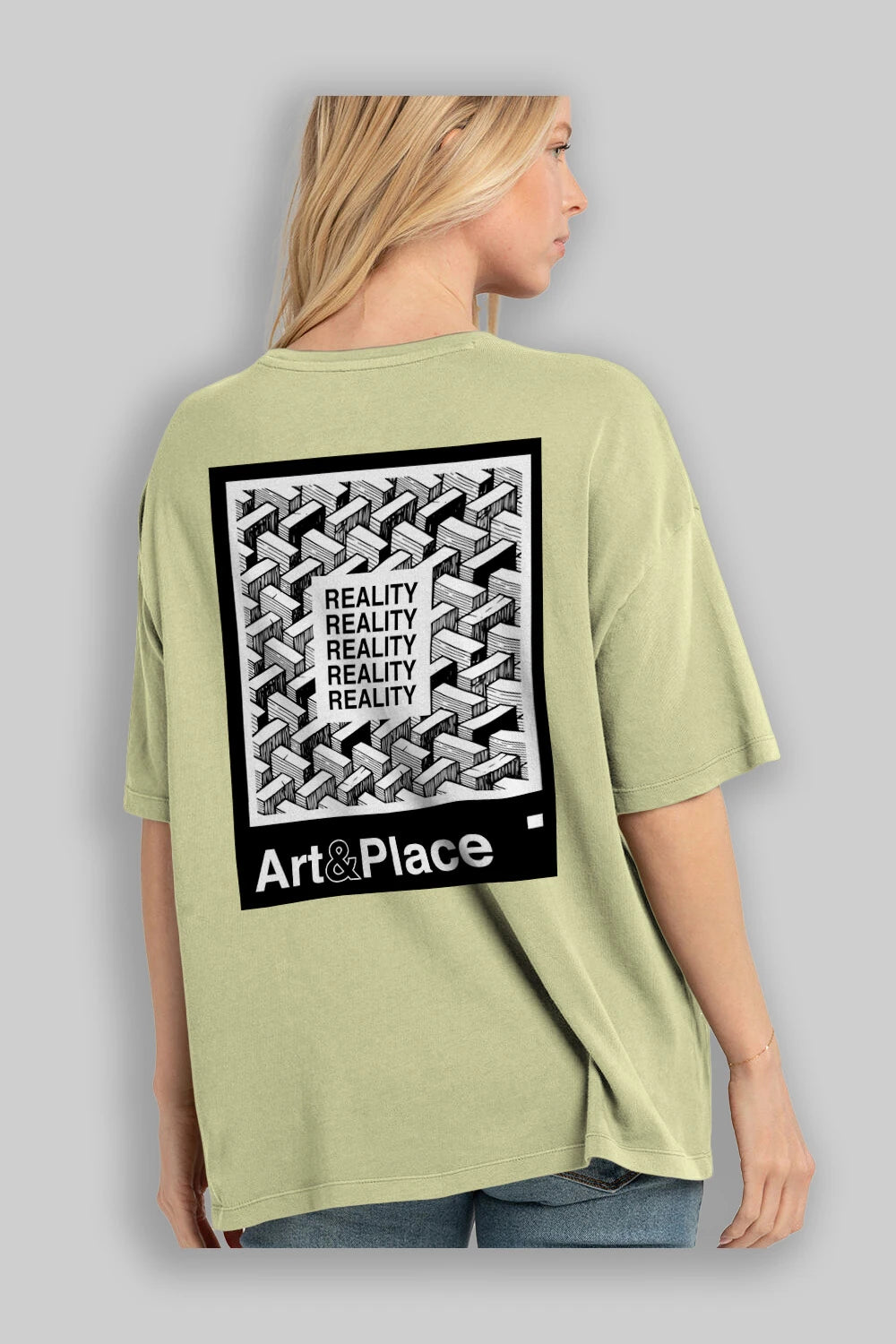 Reality Arka Baskılı Oversize t-shirt Erkek Kadın Unisex