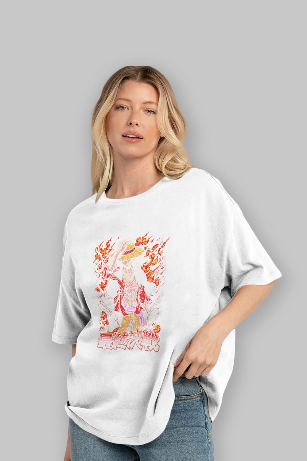 MONKEY D. LUFFY (3) Anime Ön Baskılı Oversize t-shirt %100 pamuk Erkek Kadın Unisex