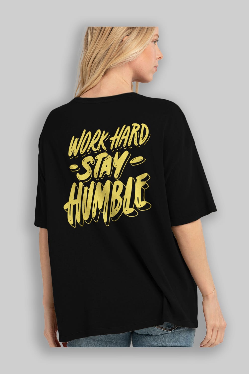 Word Hard Yazılı Arka Baskılı Oversize t-shirt Erkek Kadın Unisex