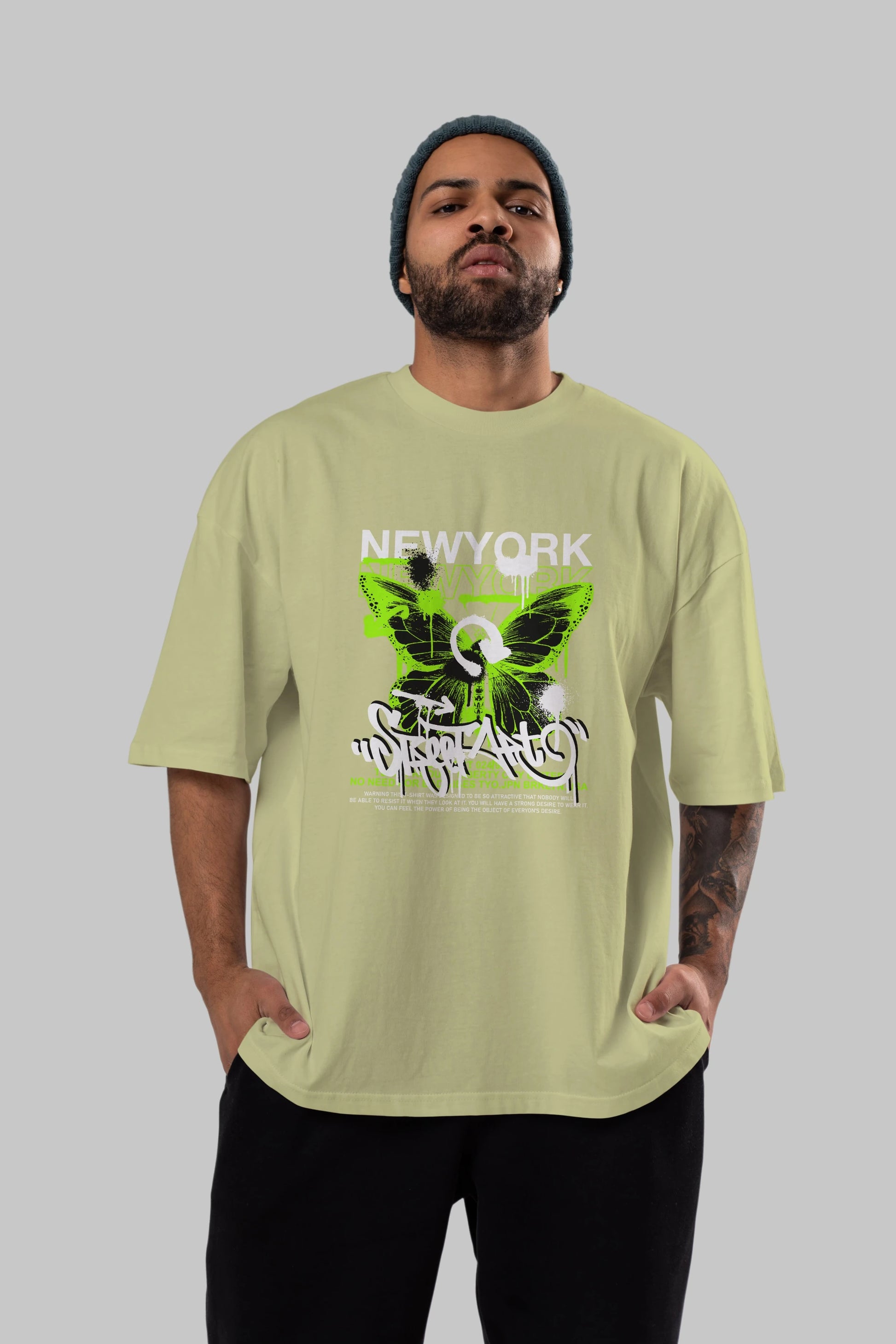 New York Street Style Ön Baskılı Oversize t-shirt Erkek Kadın Unisex