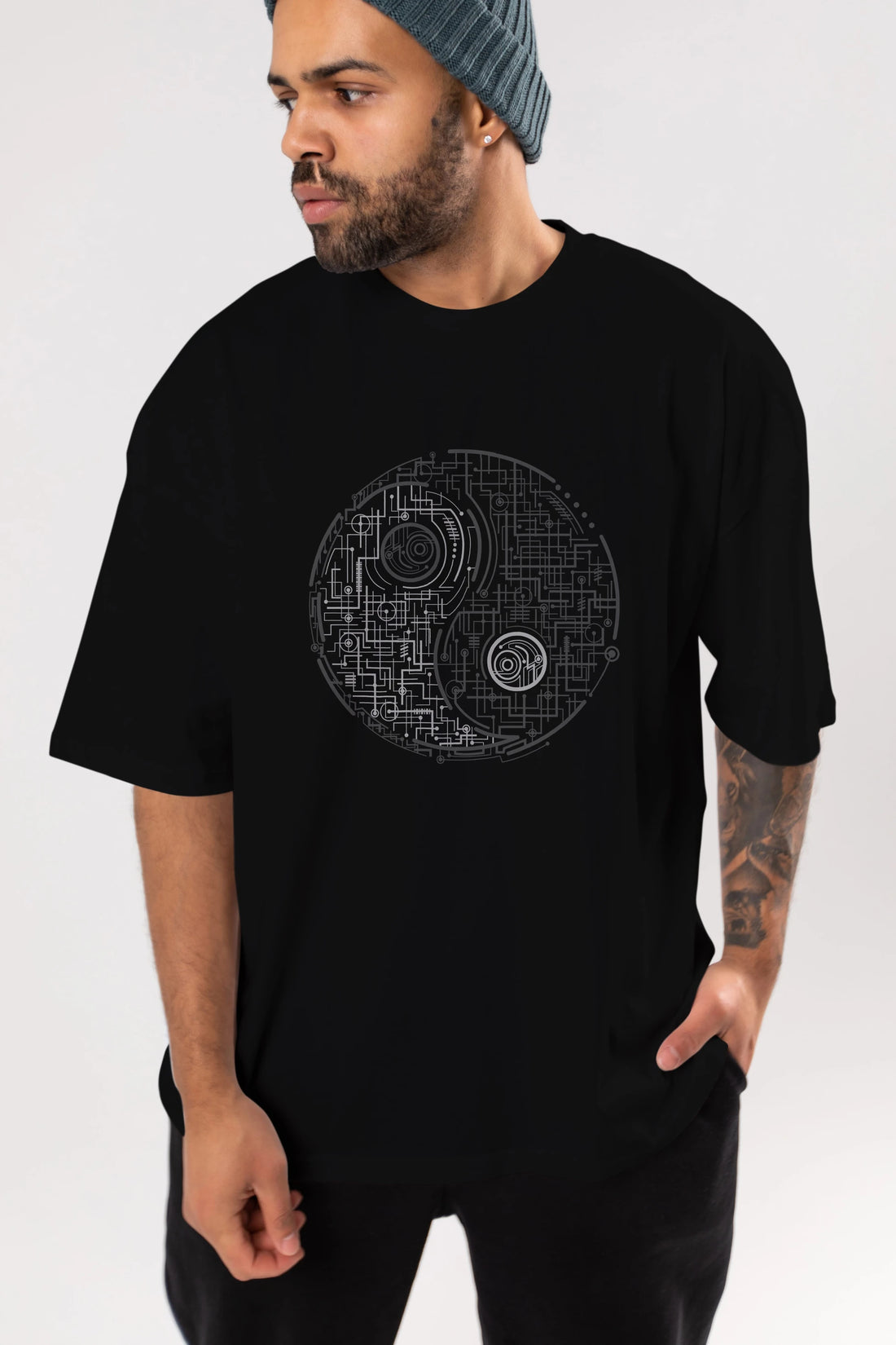 Electric Balance Ön Baskılı Oversize t-shirt %100 pamuk Erkek Kadın Unisex