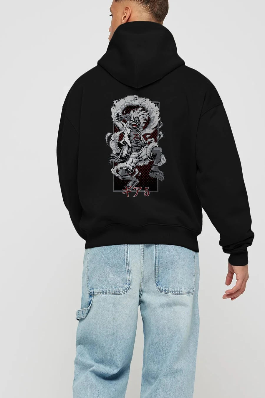 LUFFY GEAR 5 Anime Arka Baskılı Hoodie Oversize Kapüşonlu Sweatshirt Erkek Kadın Unisex
