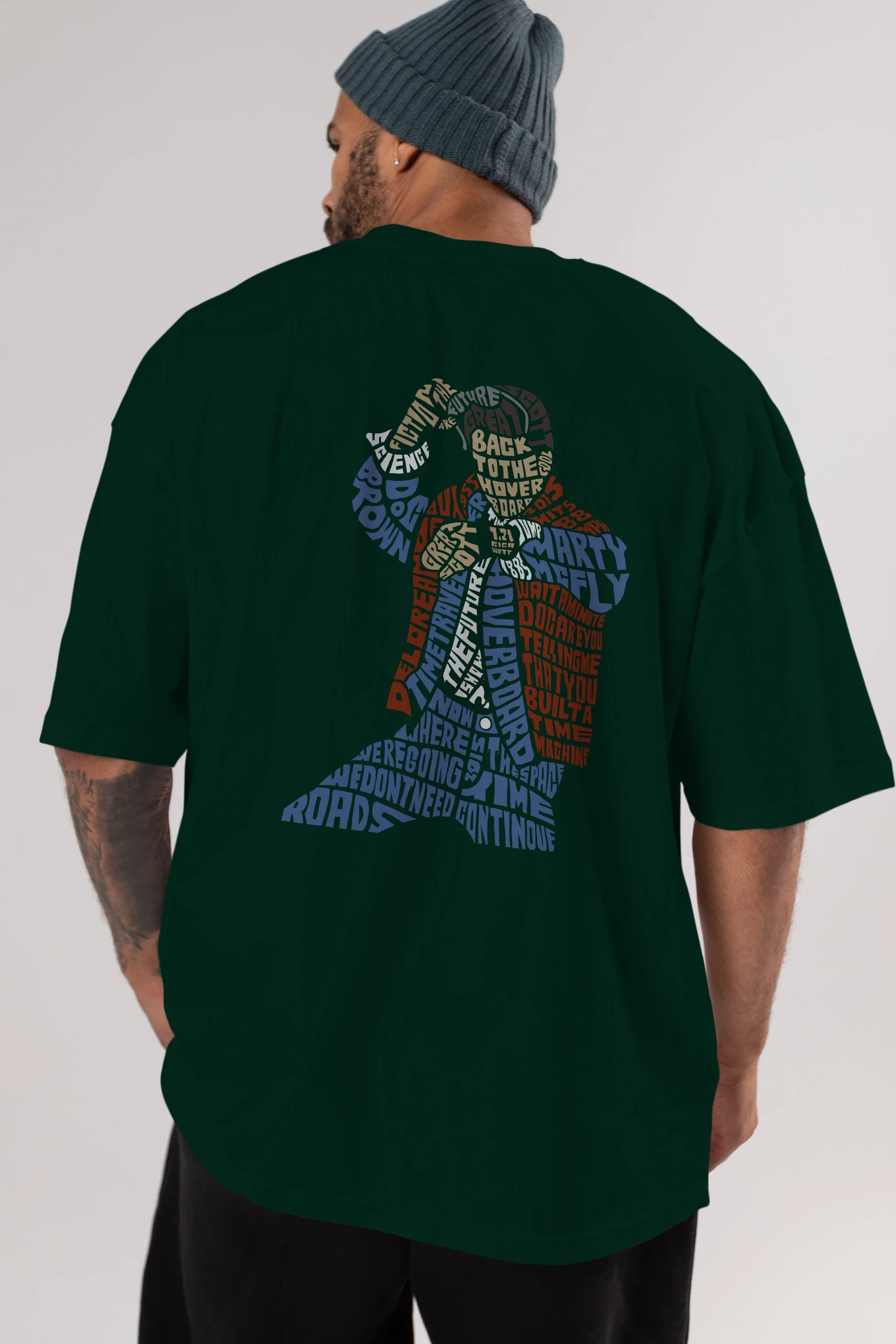 Back To The Hoverboard Arka Baskılı Oversize t-shirt %100 pamuk Erkek Kadın Unisex