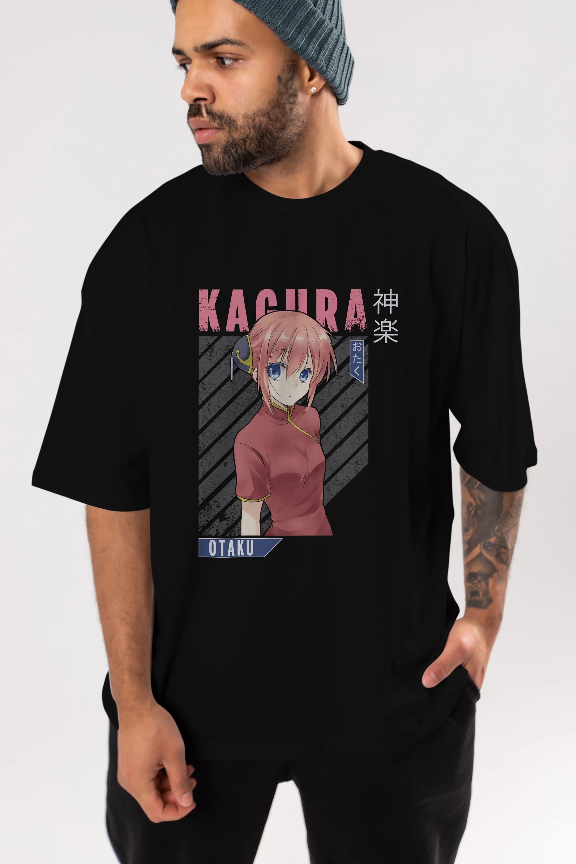 Kagura GINTAMA Anime Ön Baskılı Oversize t-shirt %100 pamuk Erkek Kadın Unisex