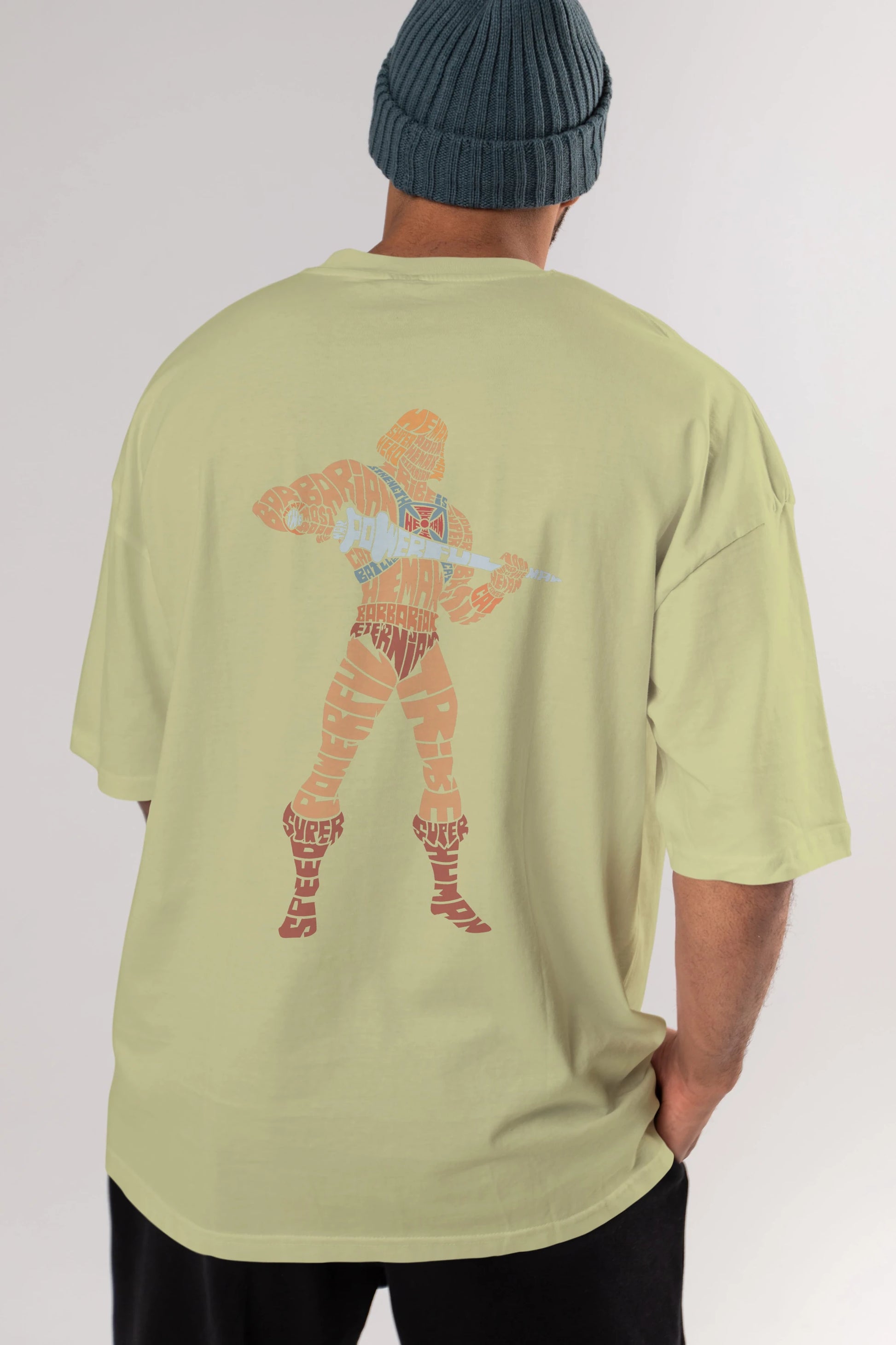 Heman Arka Baskılı Oversize t-shirt %100 pamuk Erkek Kadın Unisex
