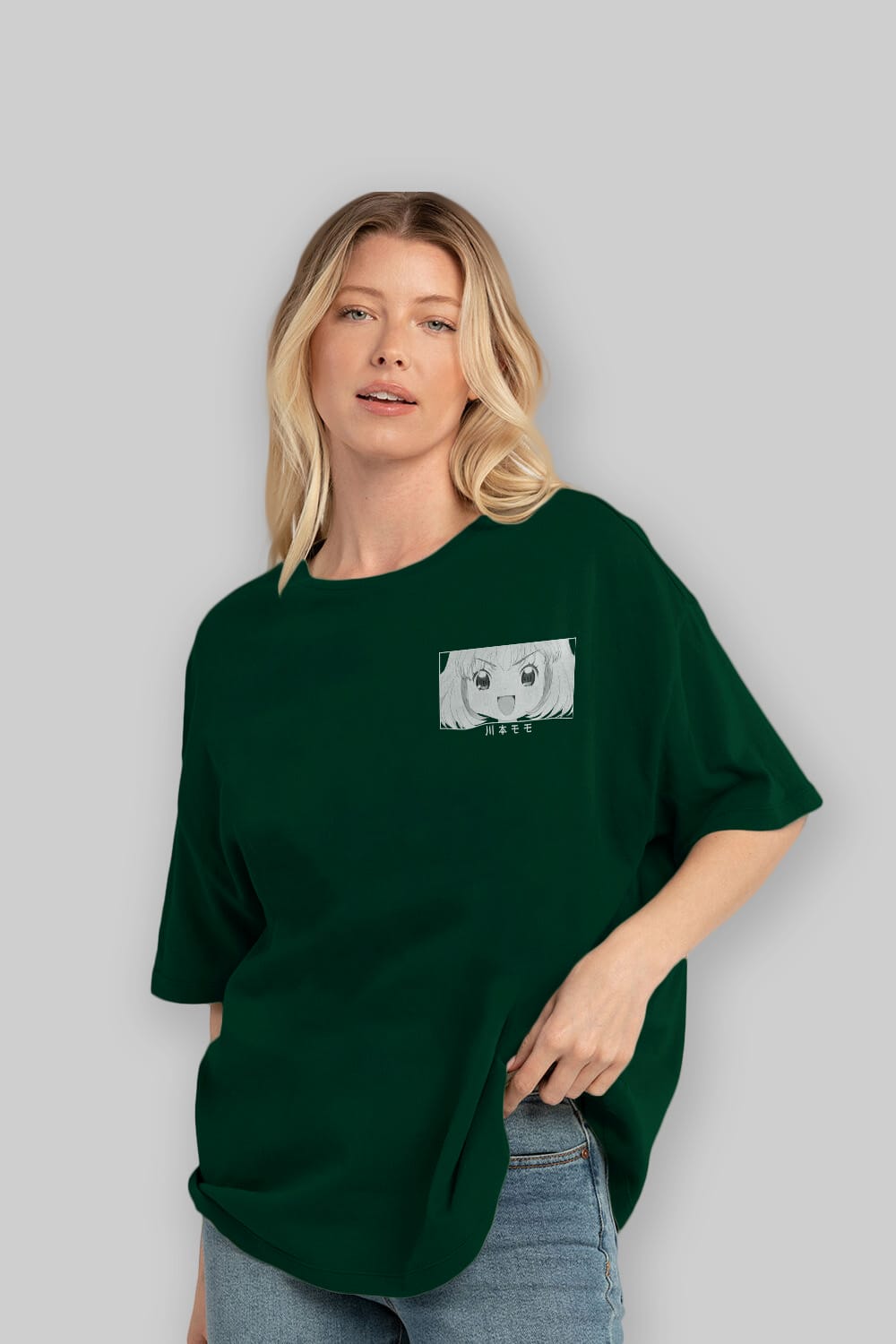 Momo Kawamoto 1 Ön Sol Baskılı Oversize t-shirt Erkek Kadın Unisex %100 Pamuk Bisiklet Yaka tişort