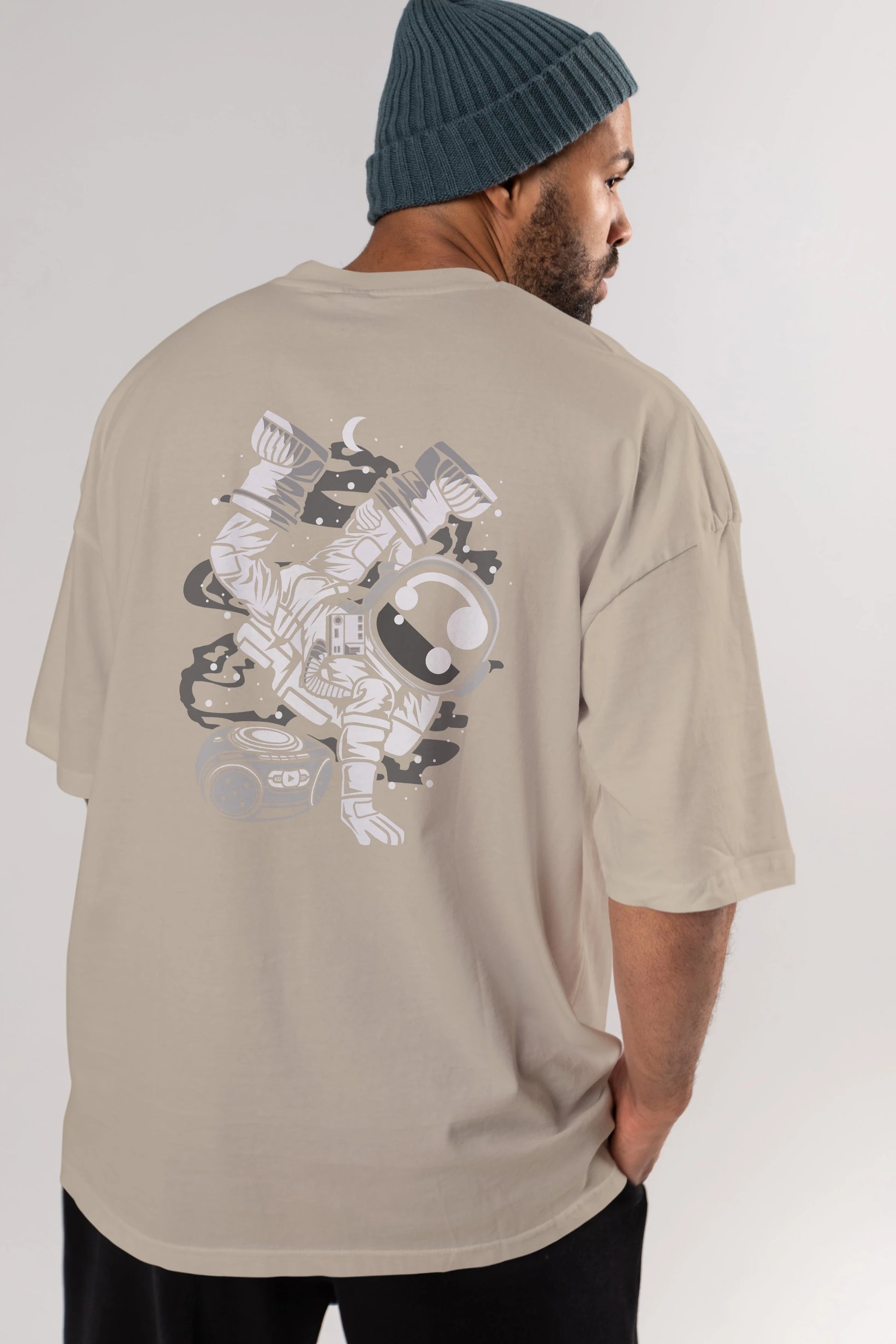 Space Breakdance Arka Baskılı Oversize t-shirt Erkek Kadın Unisex