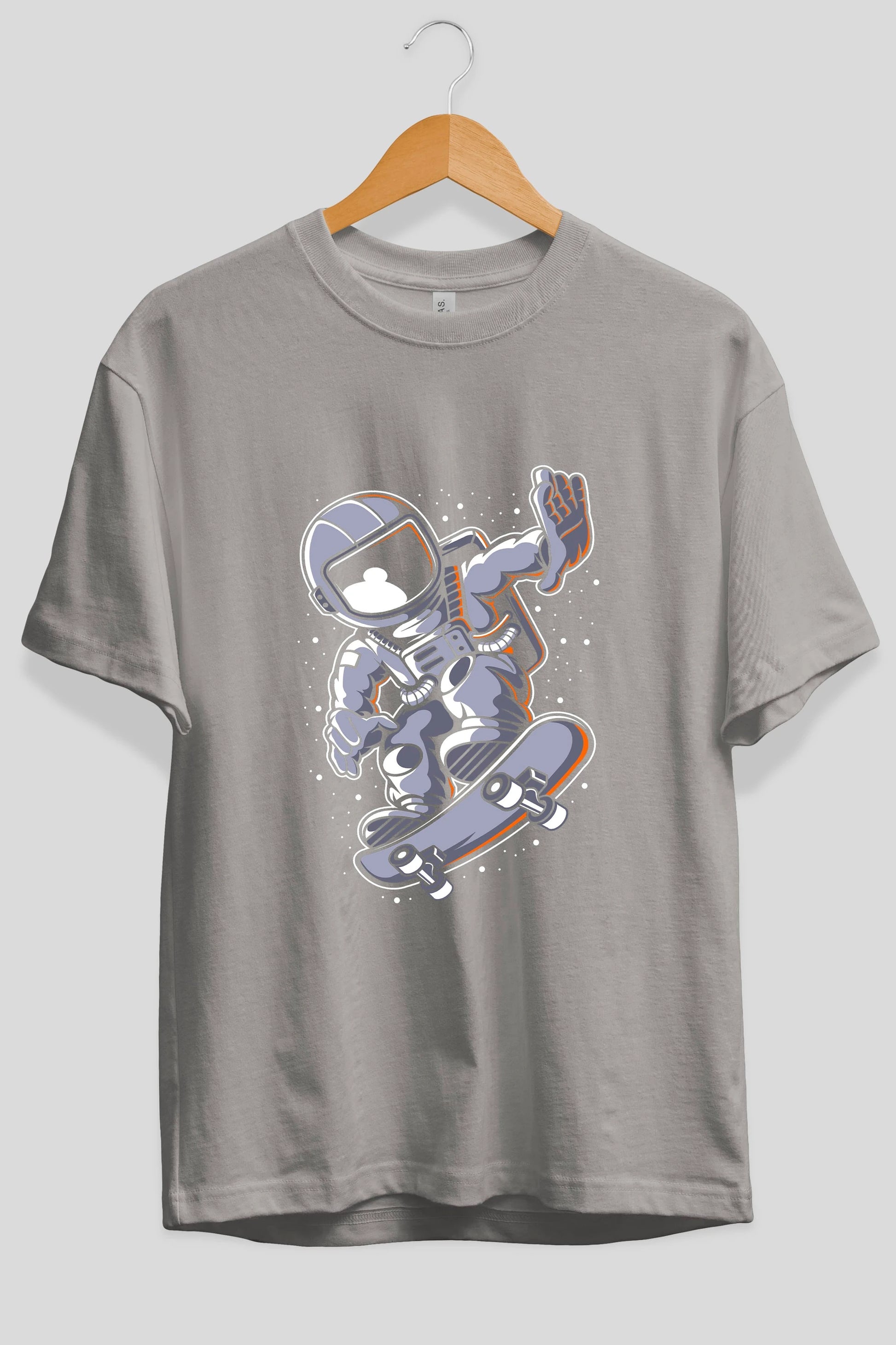 Astronaut Skateboard Ön Baskılı Oversize t-shirt Erkek Kadın Unisex
