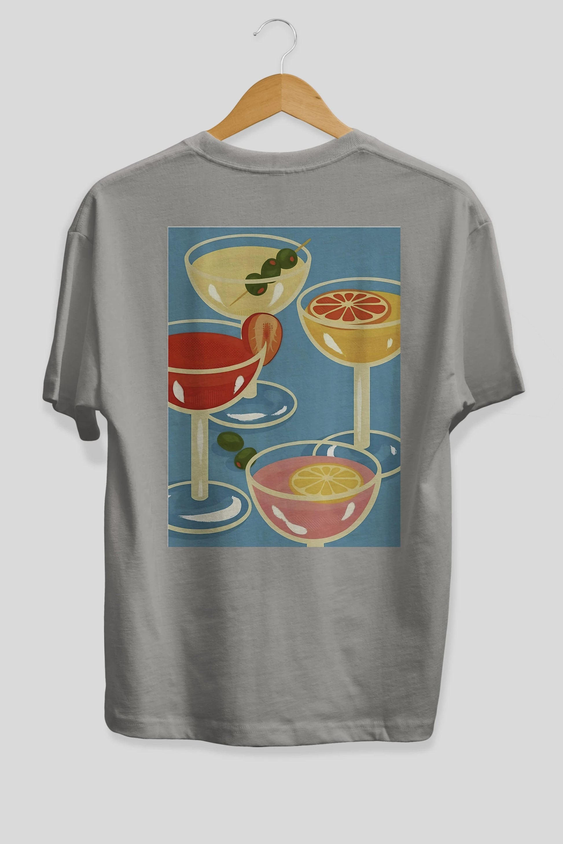 Cocktails Arka Baskılı Oversize t-shirt Erkek Kadın Unisex %100 Pamuk Bisiklet Yaka tişort