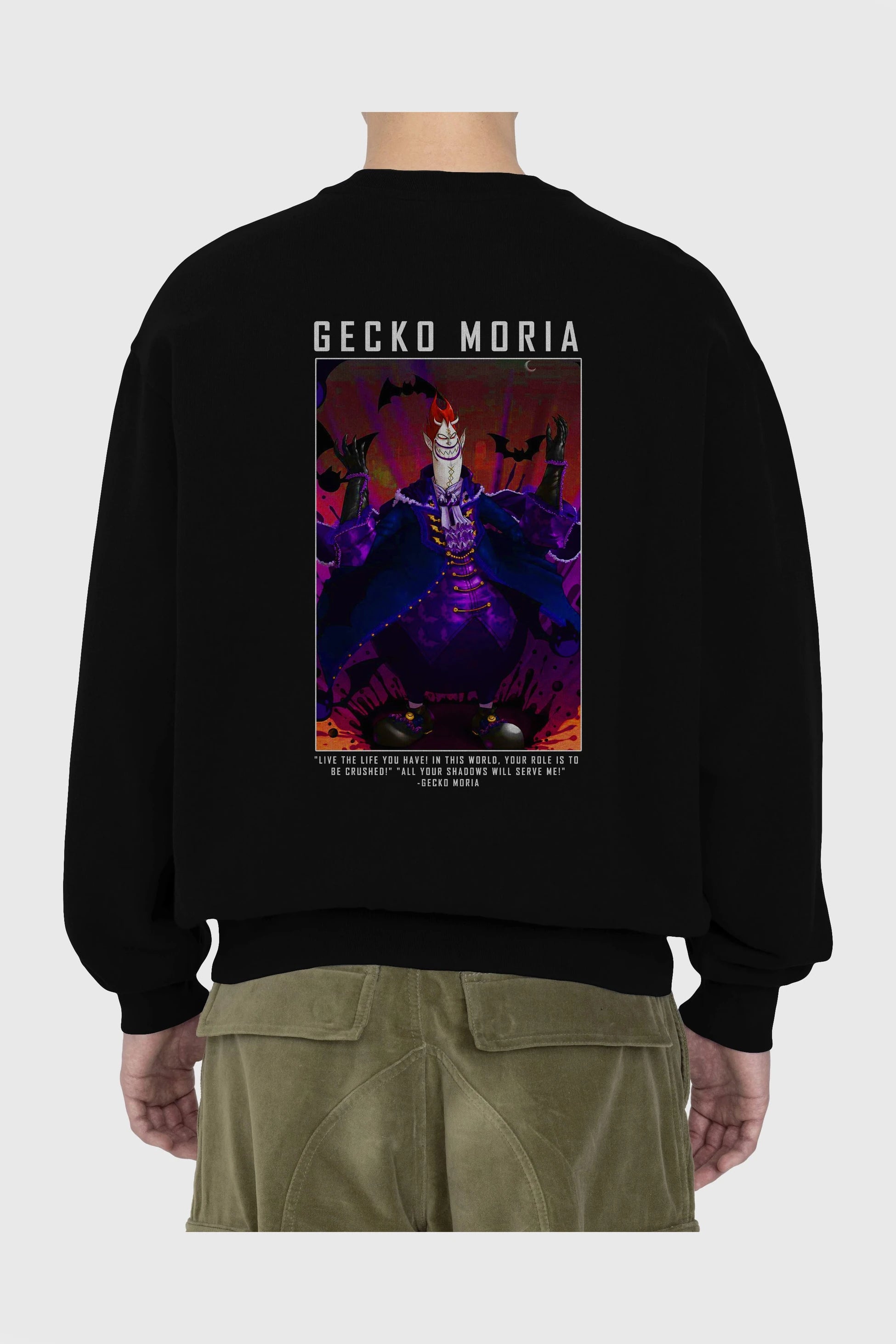 Gecko Moria Arka Baskılı Anime Oversize Sweatshirt Erkek Kadın Unisex