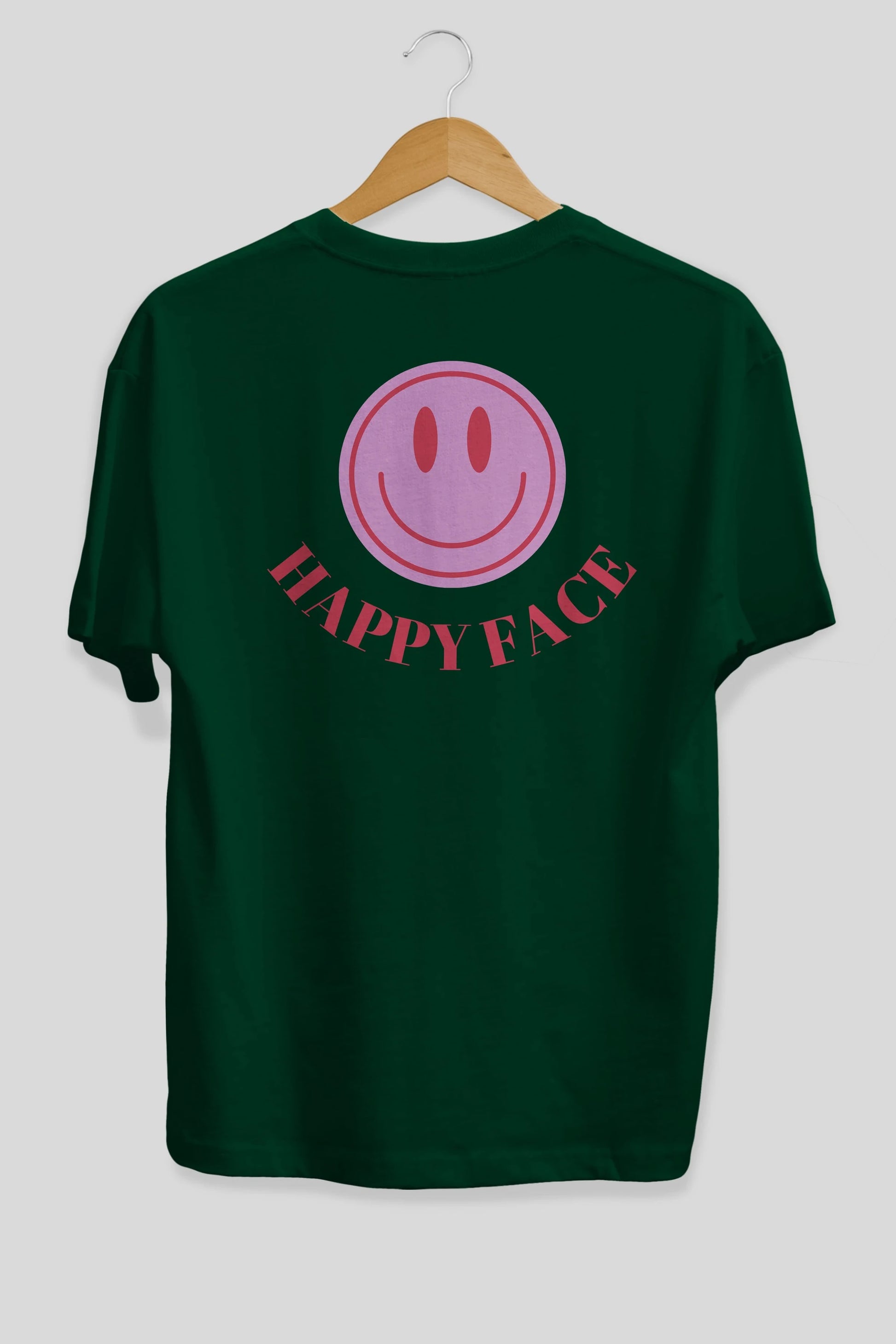 Happy Face Yazılı Arka Baskılı Oversize t-shirt Erkek Kadın Unisex
