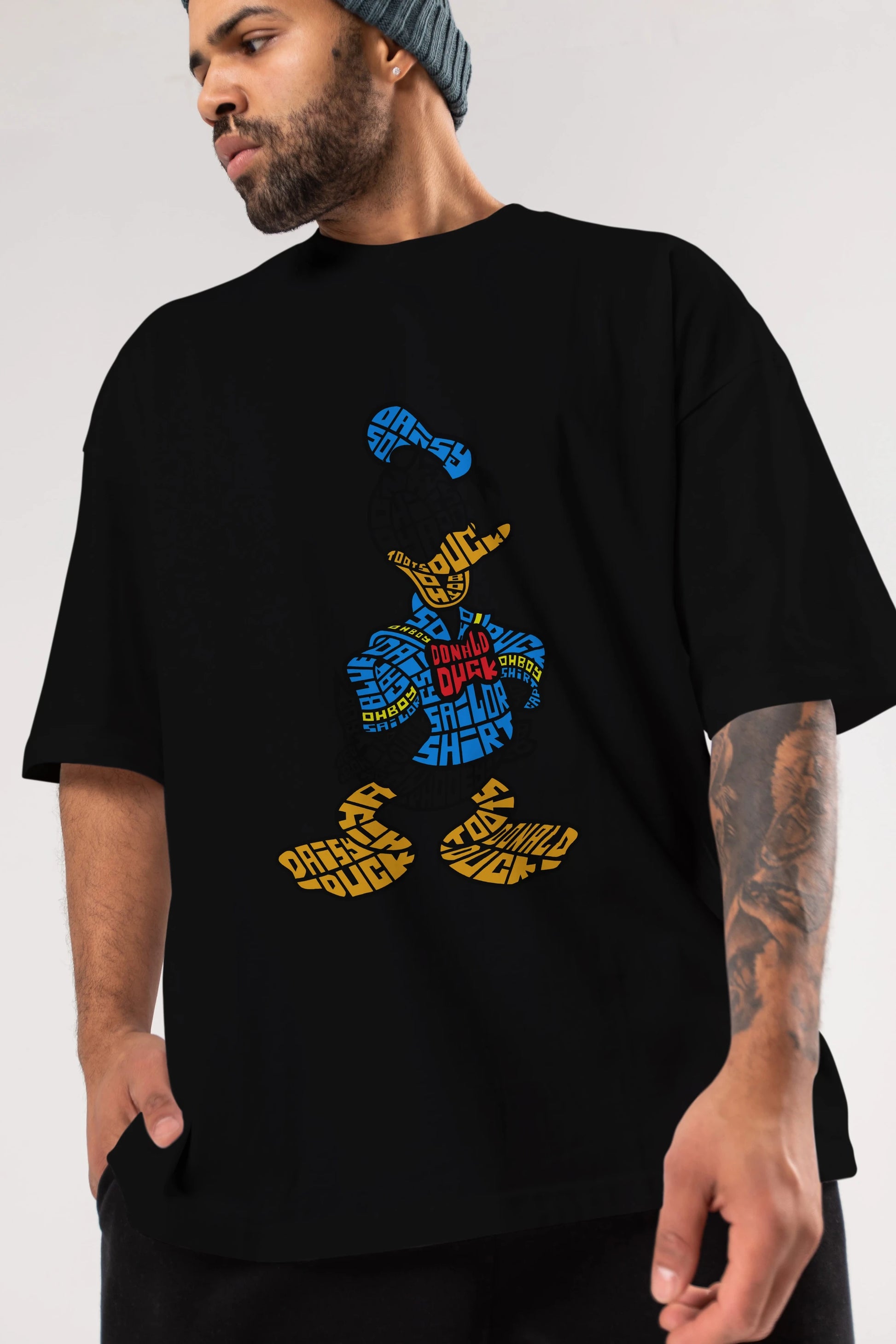 Donald Ön Baskılı Oversize t-shirt %100 pamuk Erkek Kadın Unisex