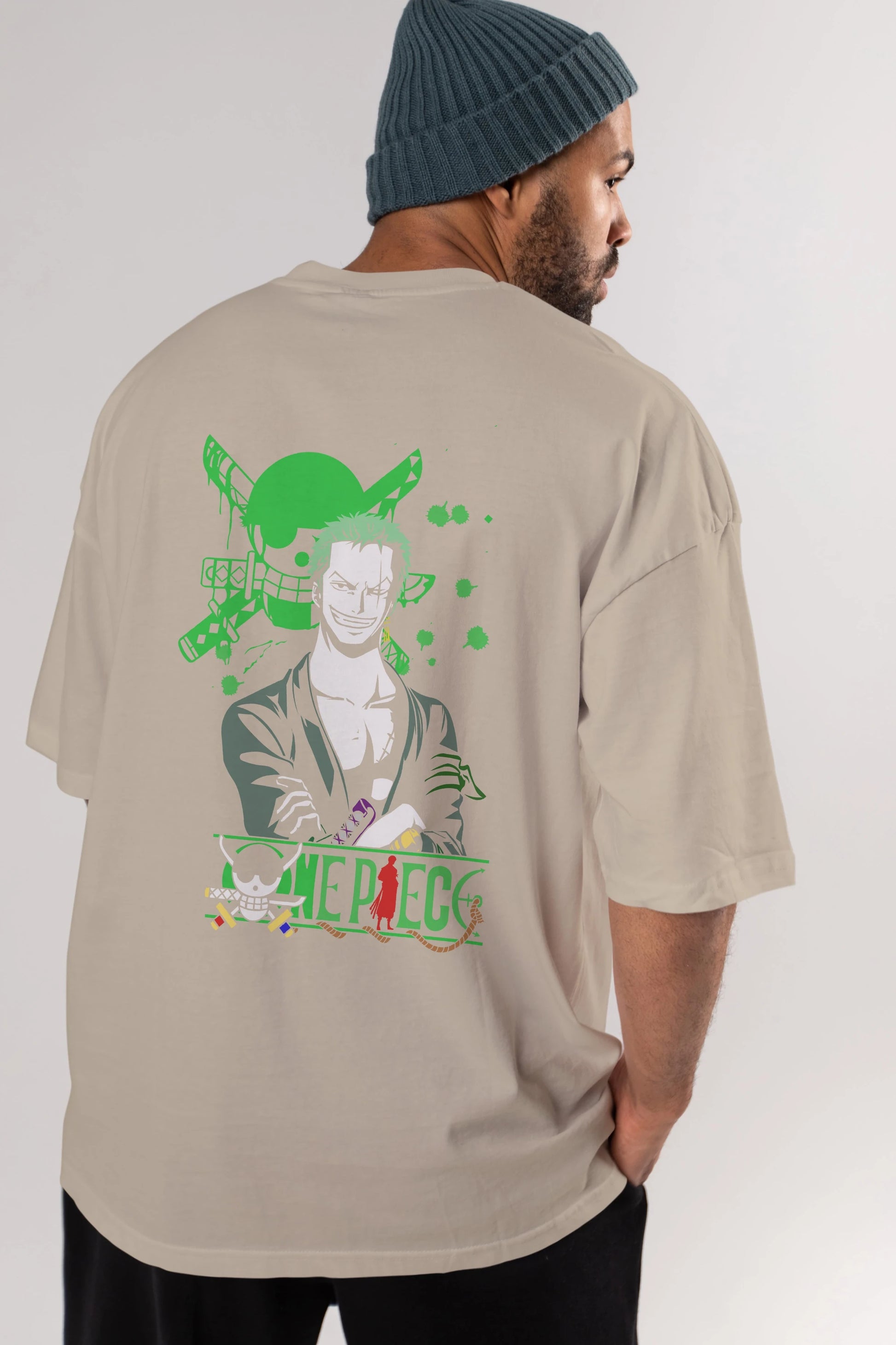 Roronoa Zoro 2 Anime Arka Baskılı Oversize t-shirt Erkek Kadın Unisex %100 pamuk tişort