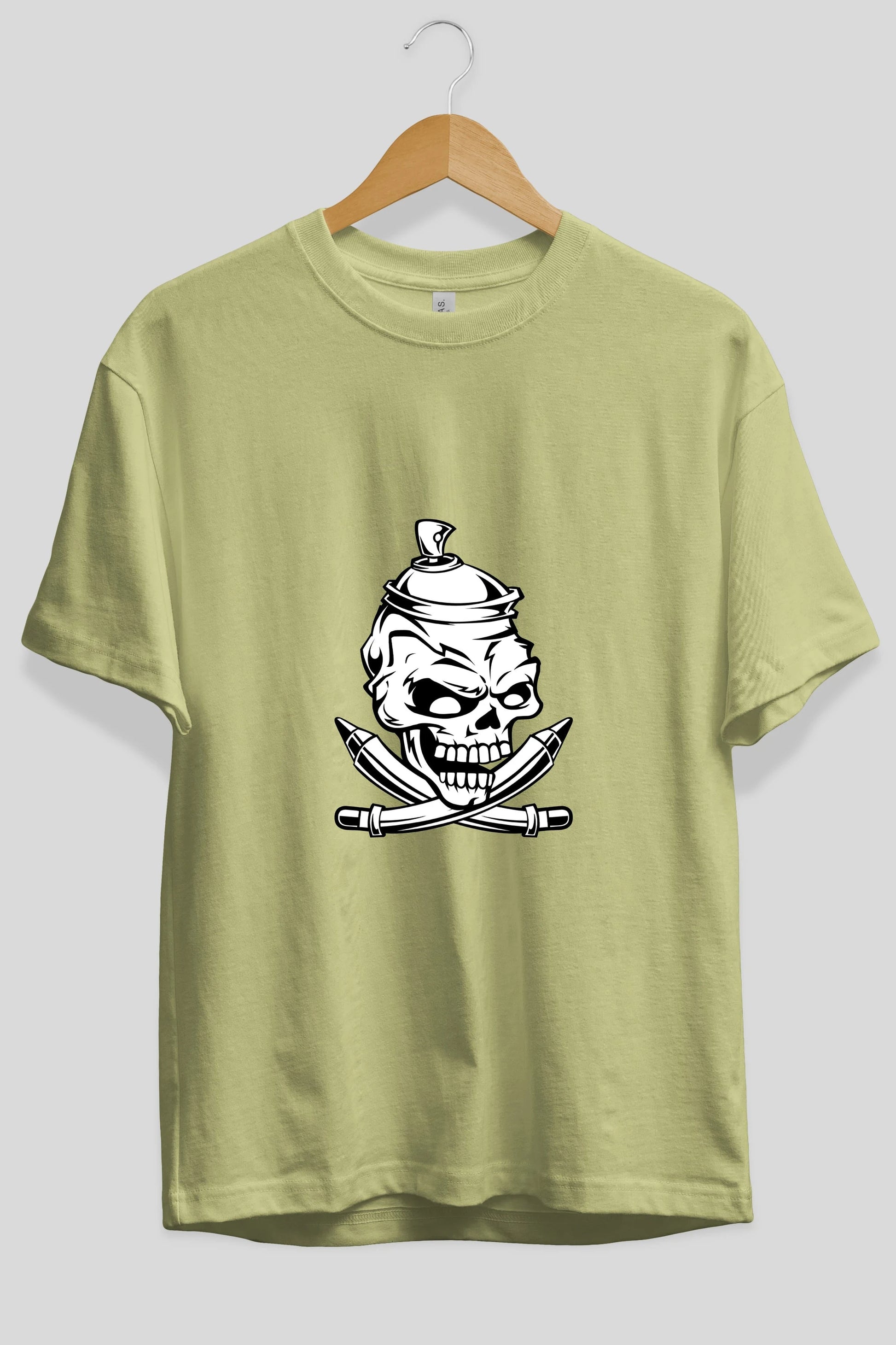 Skull Grafity Ön Baskılı Oversize t-shirt Erkek Kadın Unisex %100 Pamuk tişort