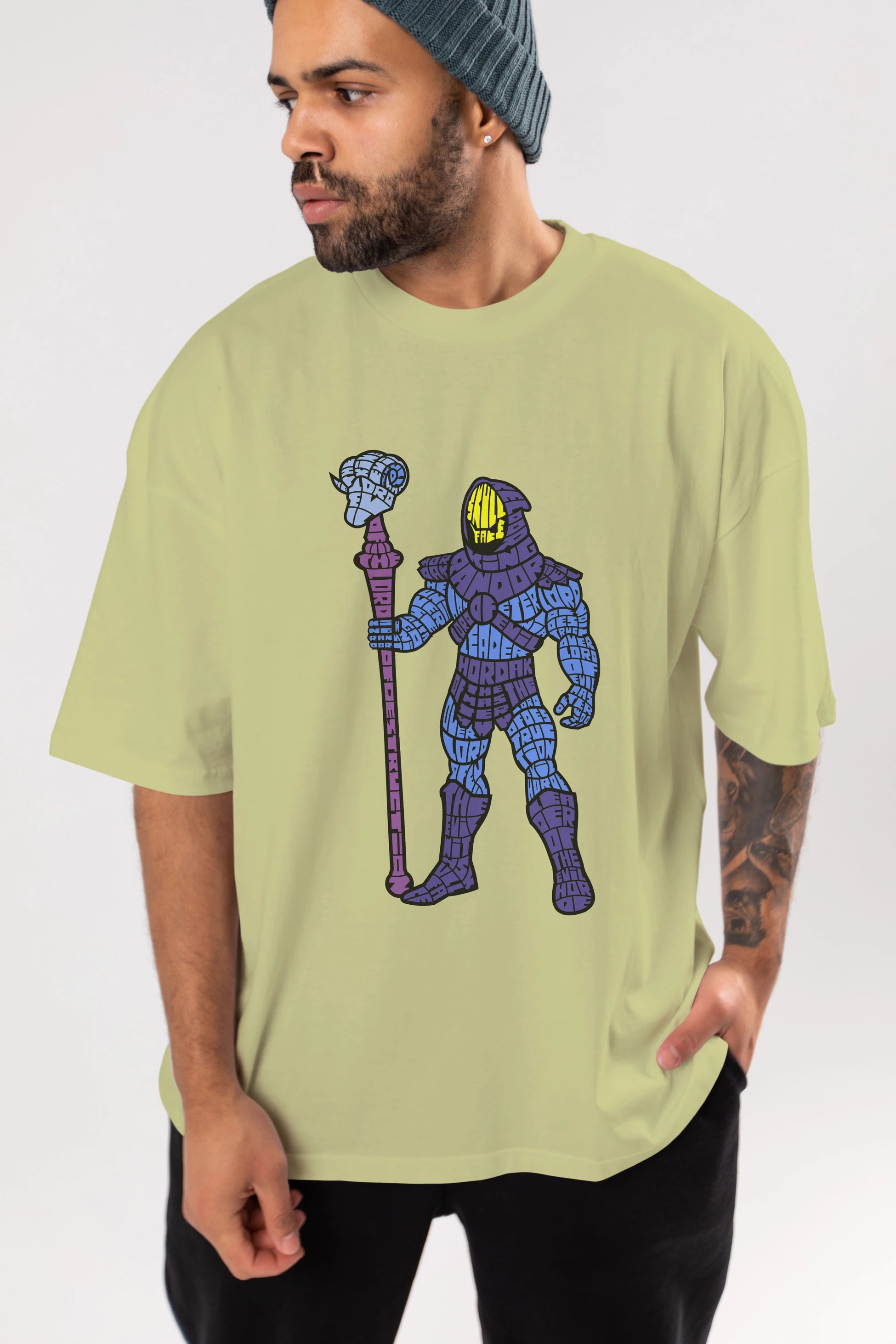 Skull Face Ön Baskılı Oversize t-shirt %100 pamuk Erkek Kadın Unisex