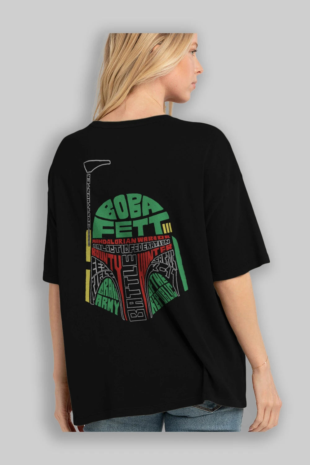 Boba Fett (2) Arka Baskılı Oversize t-shirt %100 pamuk Erkek Kadın Unisex