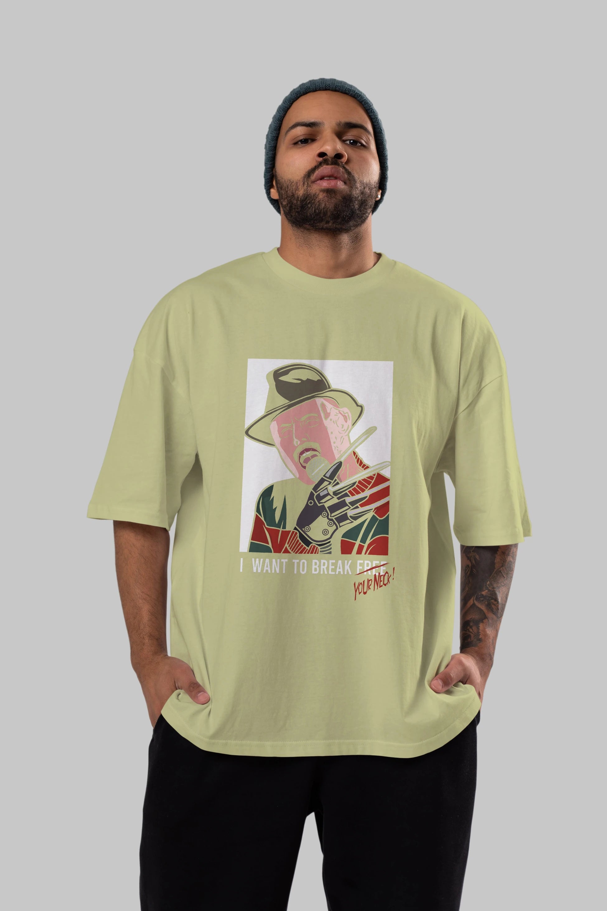 Freddy Merkrueger Ön Baskılı Oversize t-shirt Erkek Kadın Unisex %100 Pamuk tişort
