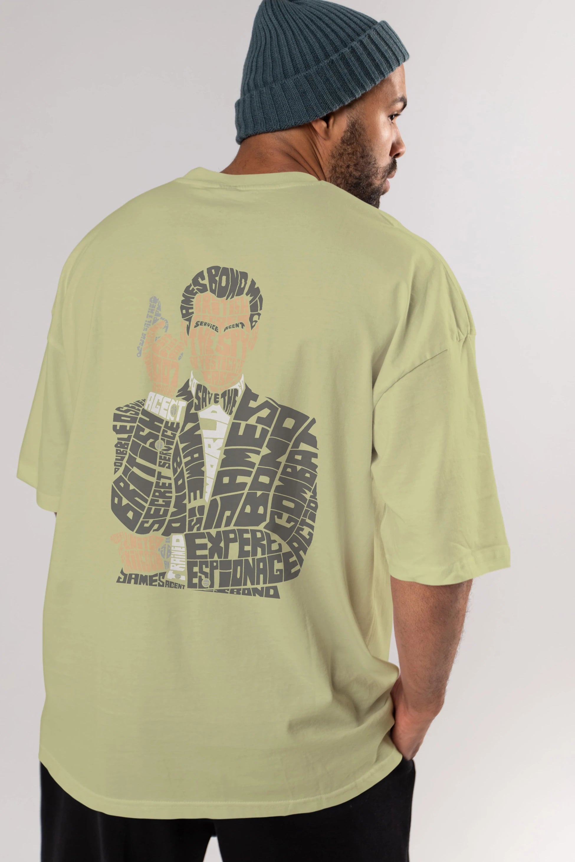 James Bond Arka Baskılı Oversize t-shirt %100 pamuk Erkek Kadın Unisex