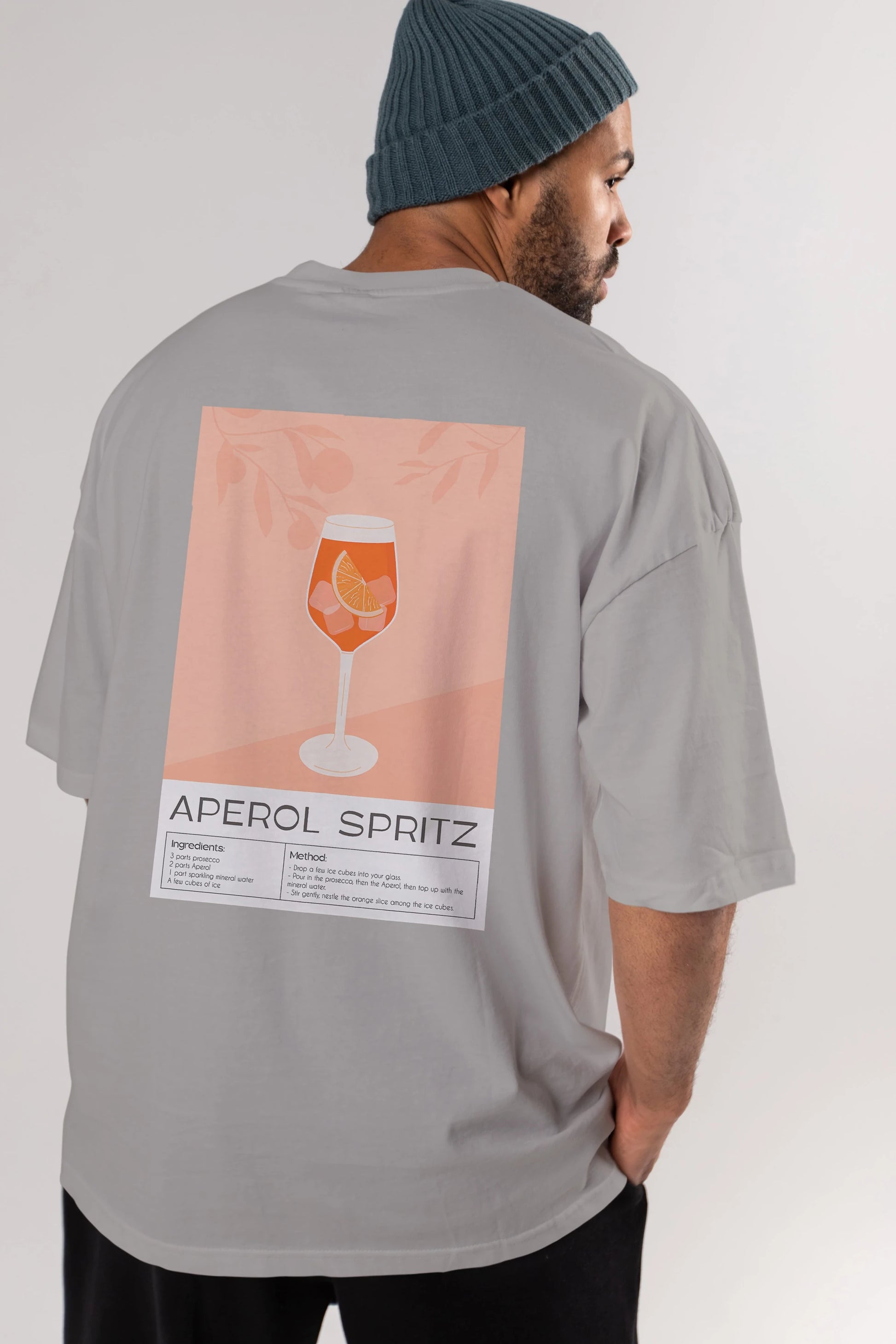 Aperol Spritz 7 Arka Baskılı Oversize t-shirt Erkek Kadın Unisex %100 Pamuk Bisiklet Yaka tişort