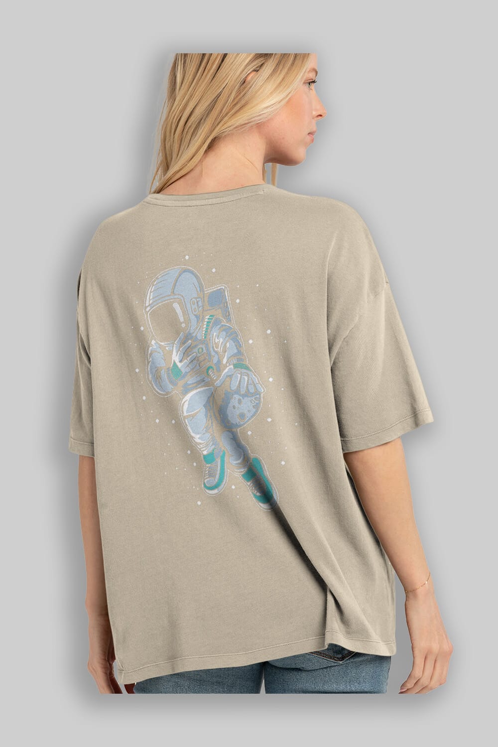 Astronaut Basketball (2) Arka Baskılı Oversize t-shirt Erkek Kadın Unisex