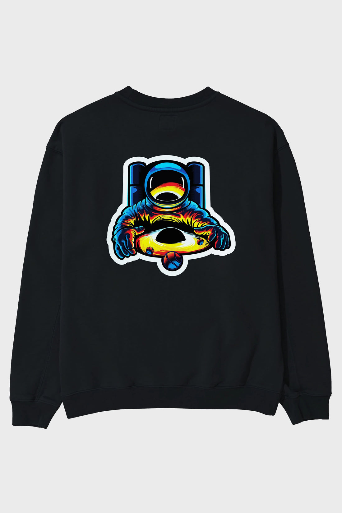 Astronaut & Black Hole Sticker Arka Baskılı Oversize Sweatshirt Erkek Kadın Unisex