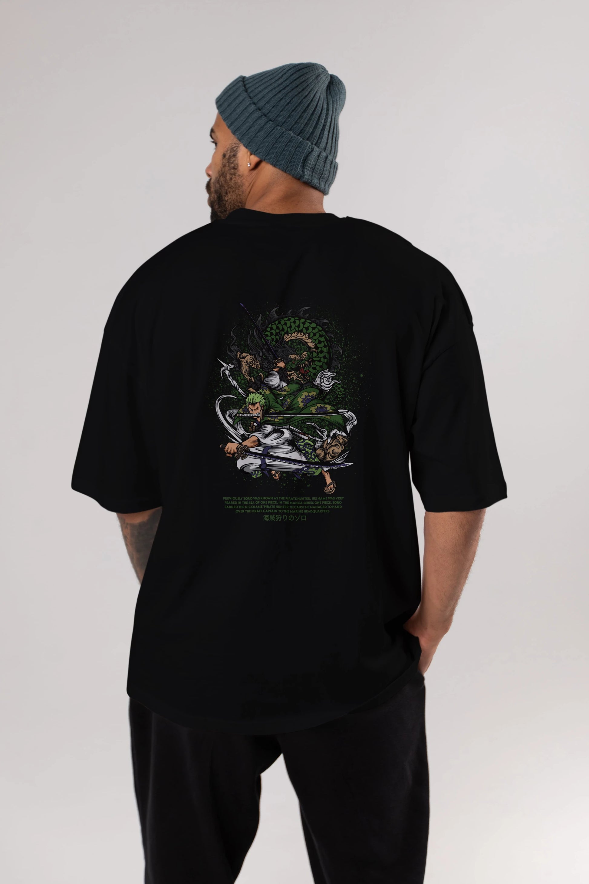 Zoro Anime Arka Baskılı Oversize t-shirt Erkek Kadın Unisex