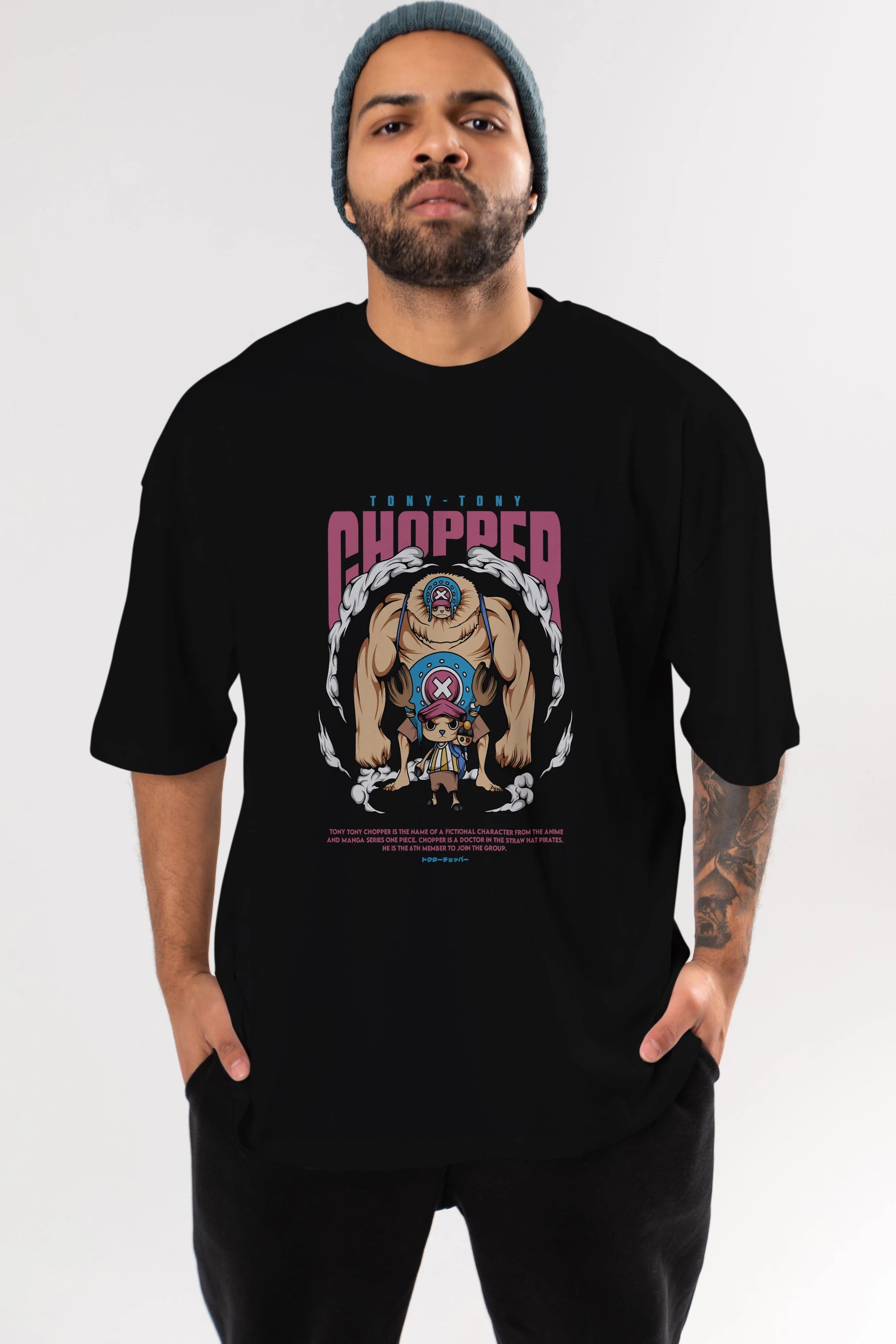 Tony Tony Chopper Anime Ön Baskılı Oversize t-shirt %100 pamuk Erkek Kadın Unisex