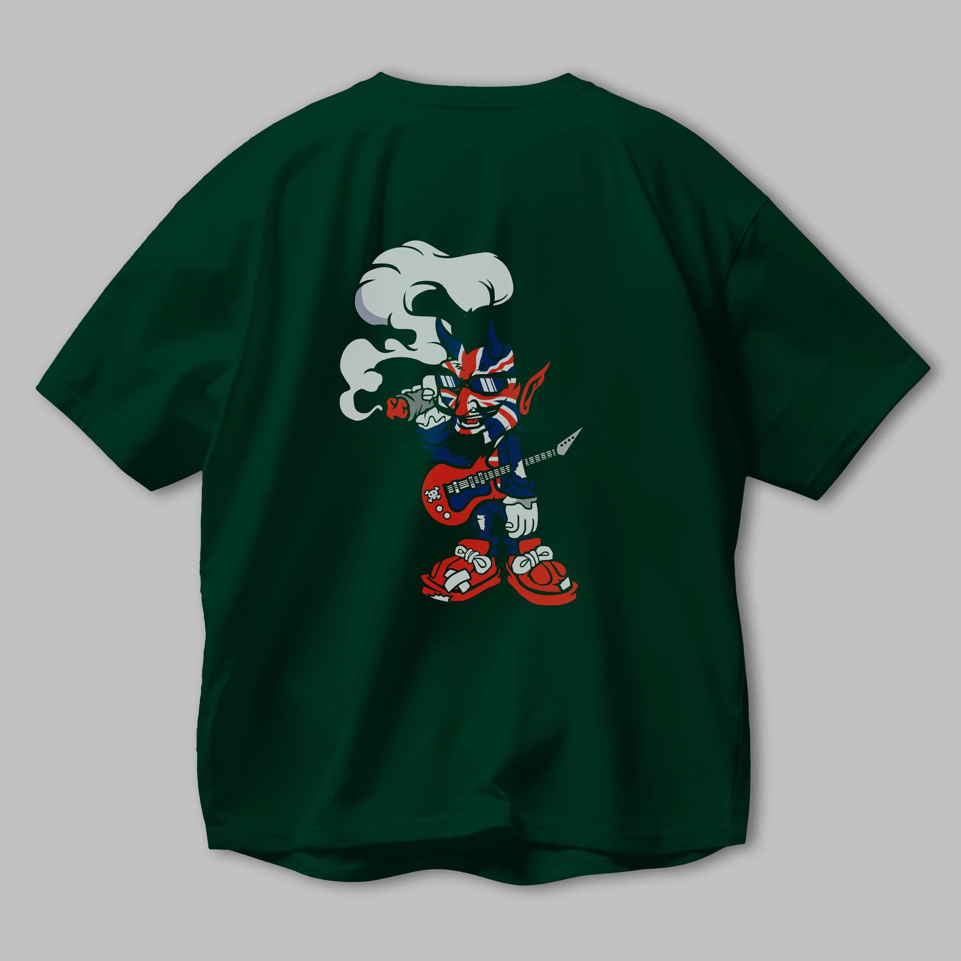 Uk Devil Rockstar Arka Baskılı Oversize t-shirt Erkek Kadın Unisex %100 Pamuk tişort