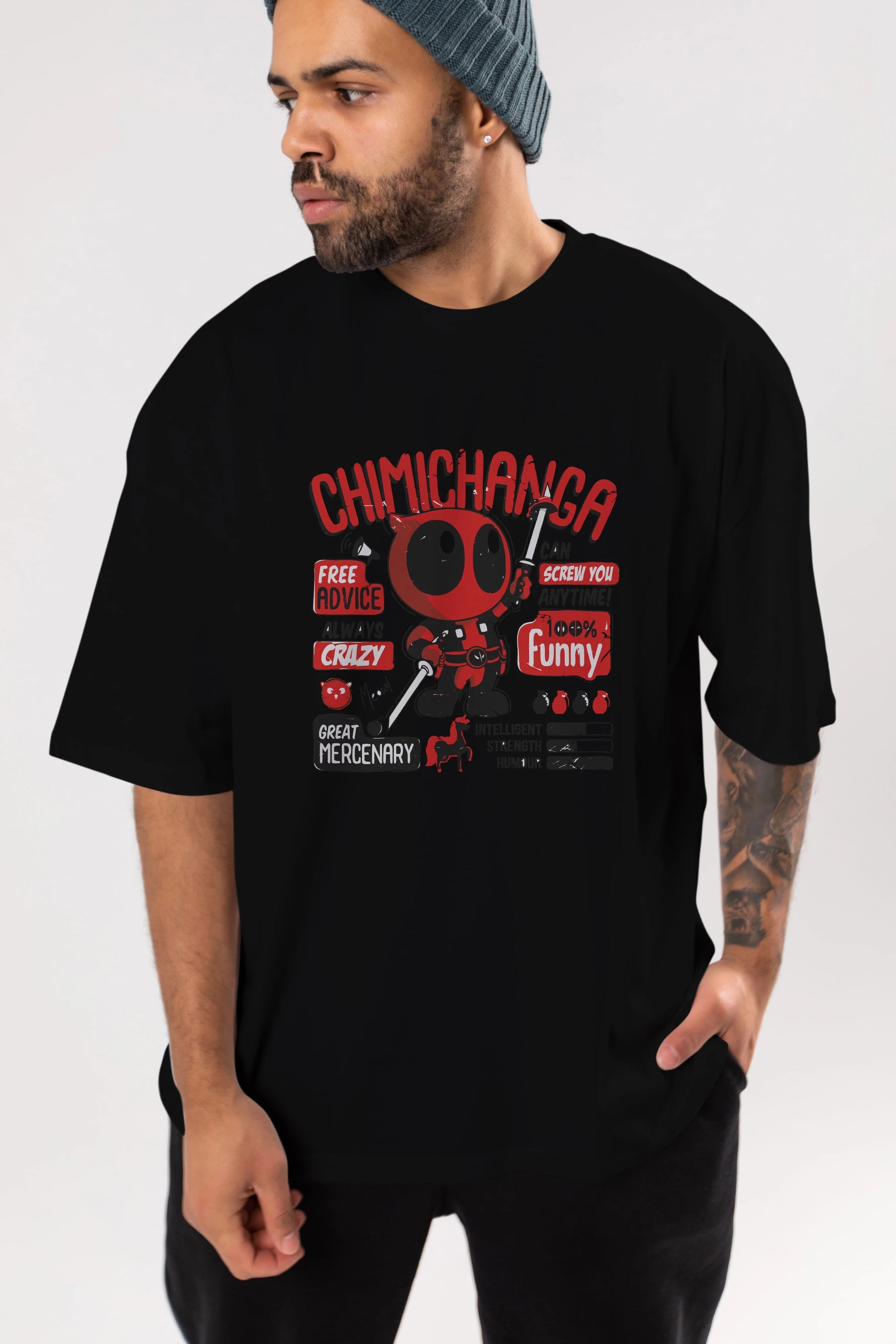 Deadpool (9) Ön Baskılı Oversize t-shirt Erkek Kadın Unisex %100 Pamuk Bisiklet Yaka tişort
