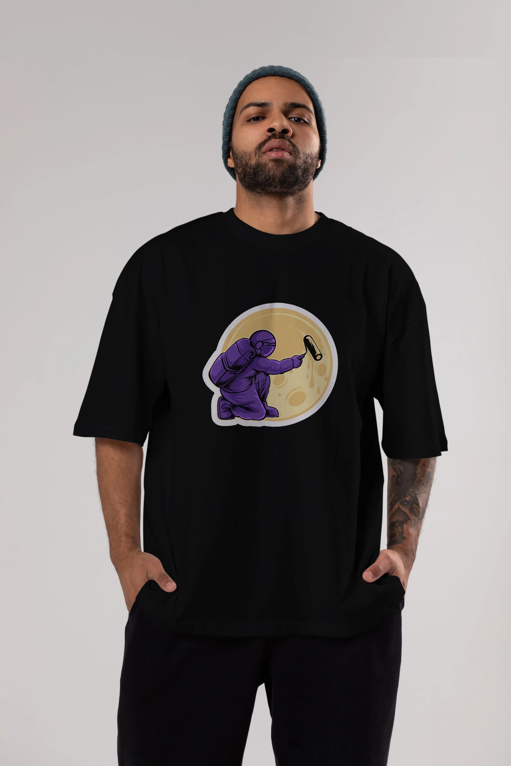 Astropaint Sticker Ön Baskılı Oversize t-shirt Erkek Kadın Unisex