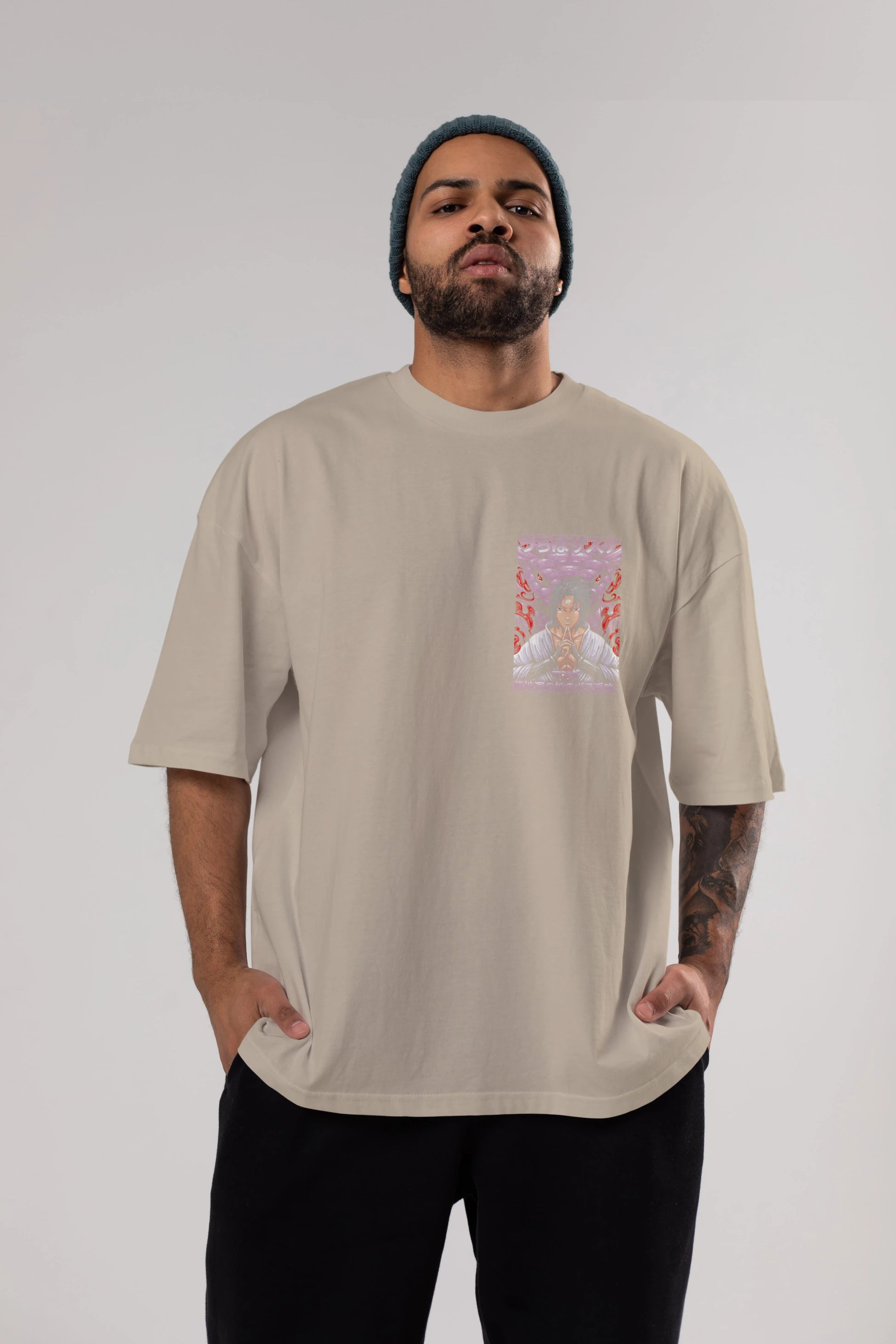 NARUTO SASUKE UCHIHA Ön Sol Baskılı Oversize t-shirt Erkek Kadın Unisex %100 Pamuk Bisiklet Yaka tişort