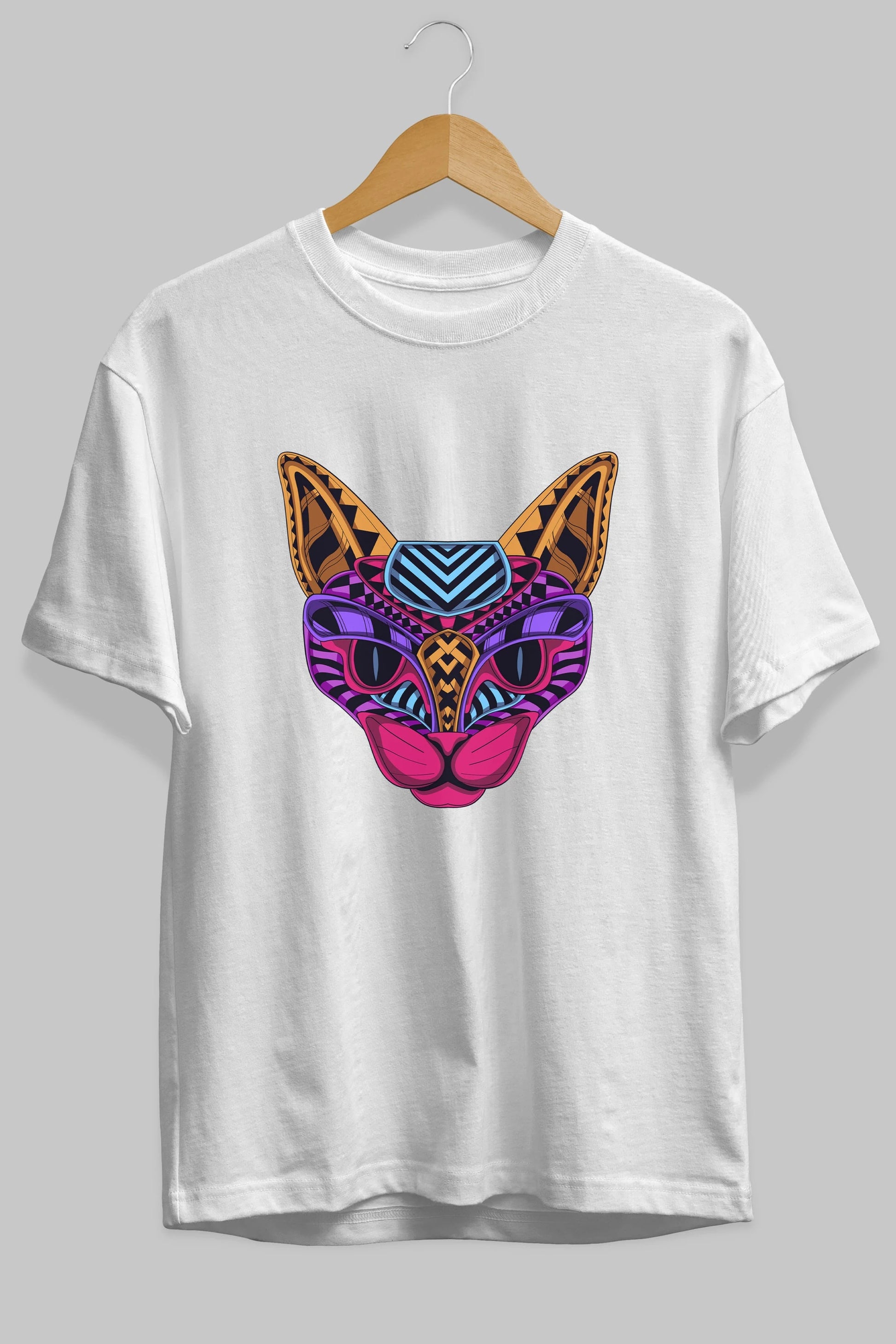 Black Neon Cat Ön Baskılı Oversize t-shirt Erkek Kadın Unisex
