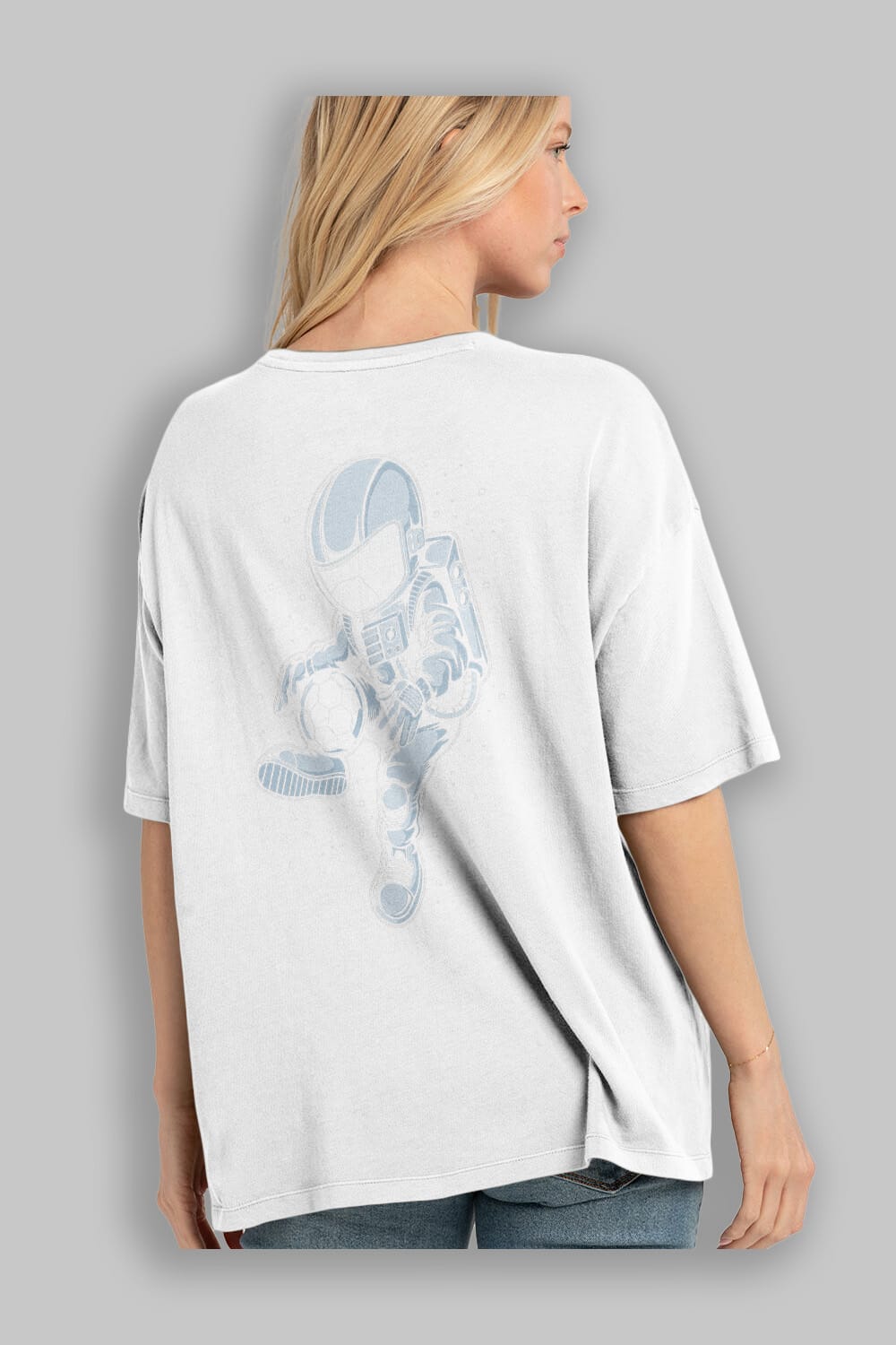 Astronaut Soccer Player Arka Baskılı Oversize t-shirt Erkek Kadın Unisex