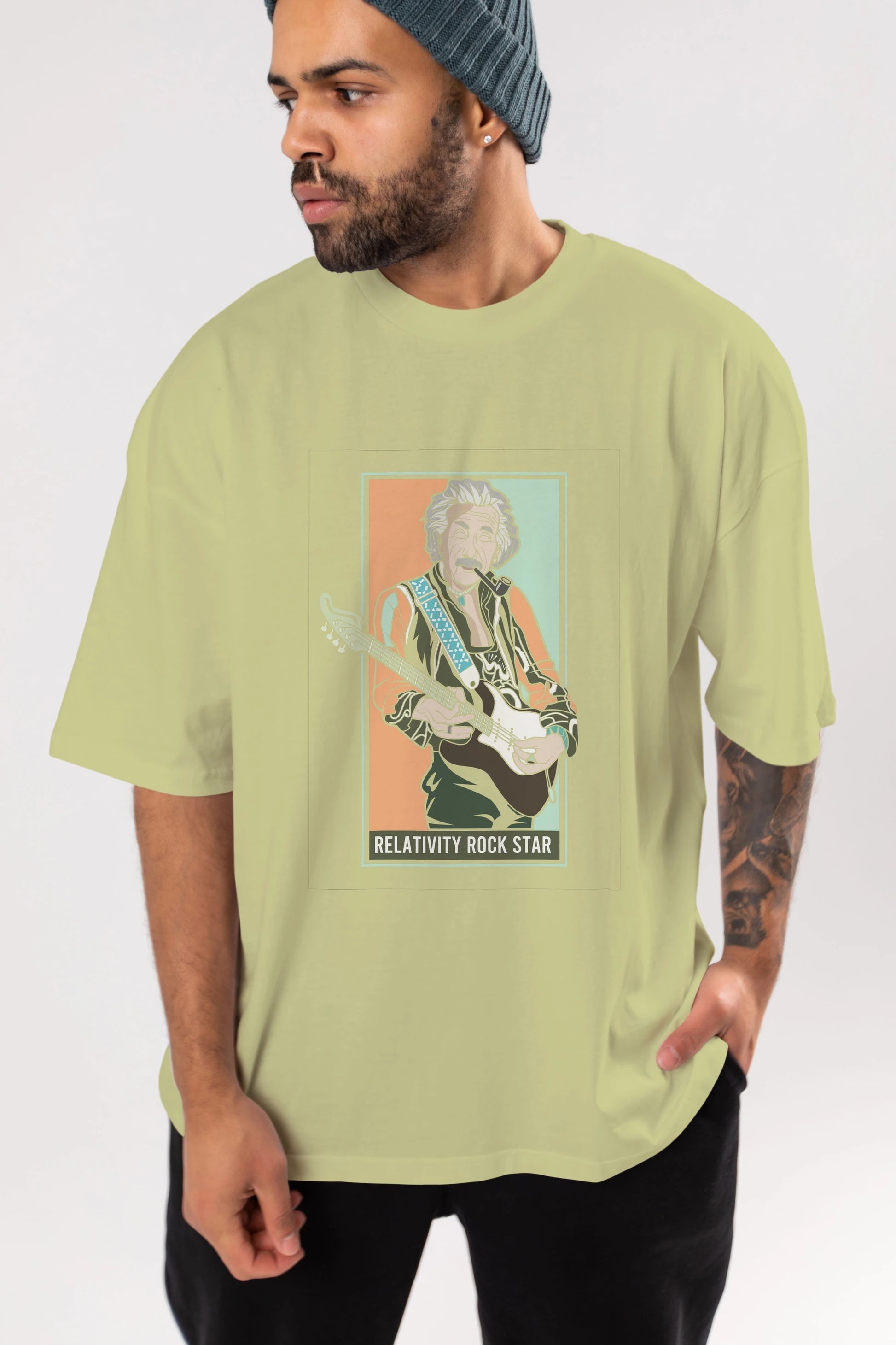 Jimmy Einstein Ön Baskılı Oversize t-shirt Erkek Kadın Unisex %100 Pamuk tişort