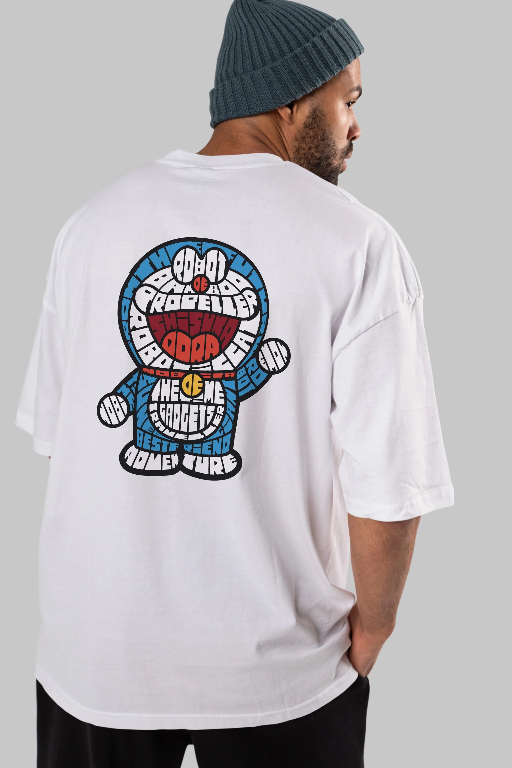 Robotic cat Arka Baskılı Oversize t-shirt %100 pamuk Erkek Kadın Unisex
