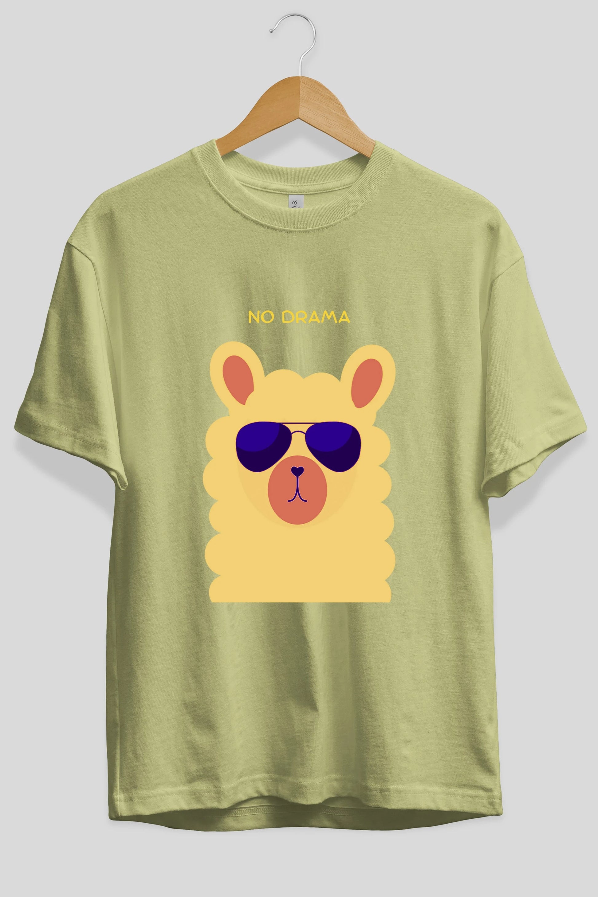 No Drama Yazılı Lama Ön Baskılı Oversize t-shirt Erkek Kadın Unisex